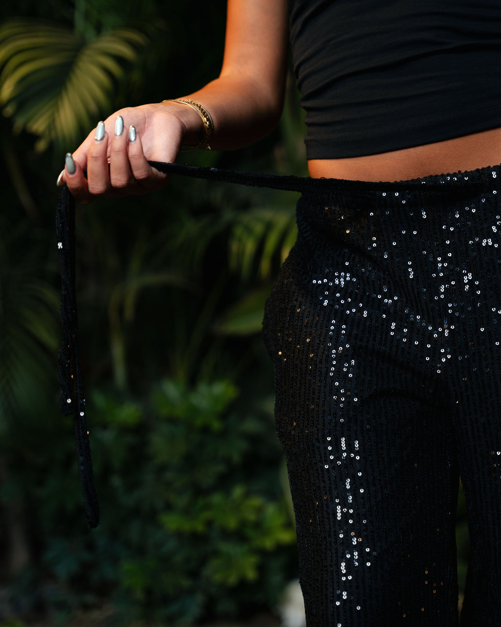 black sparkle pants