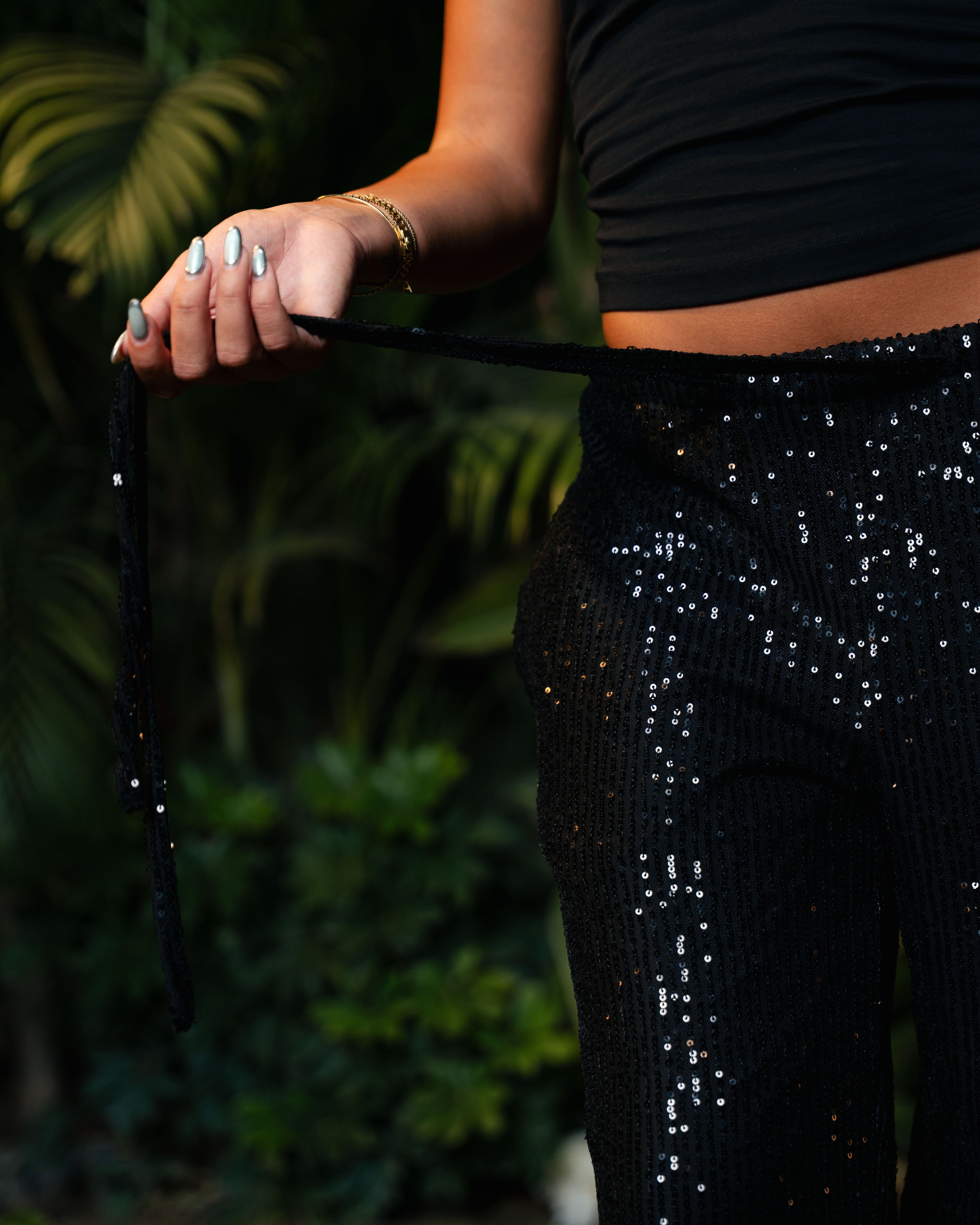 black sparkle pants