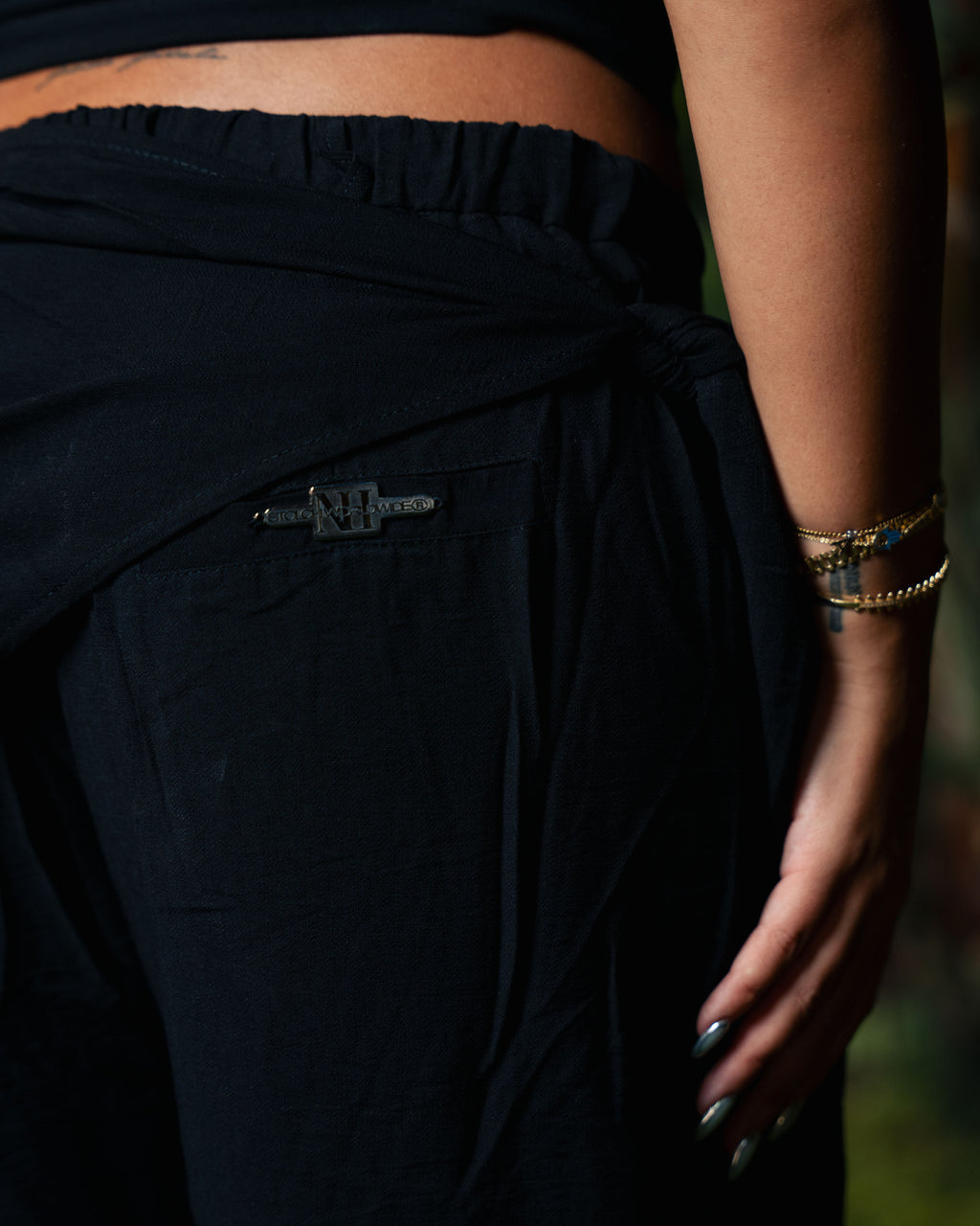 black linen scarf pants