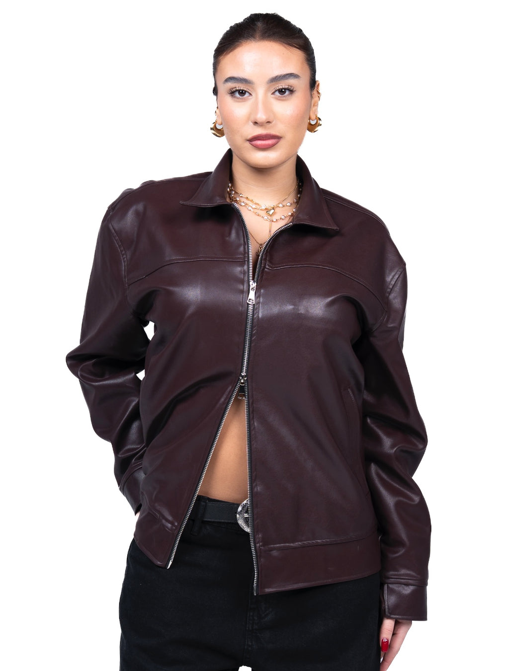 Brown leather jacket