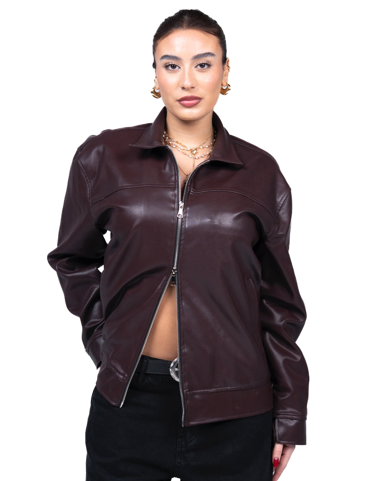 Brown leather jacket
