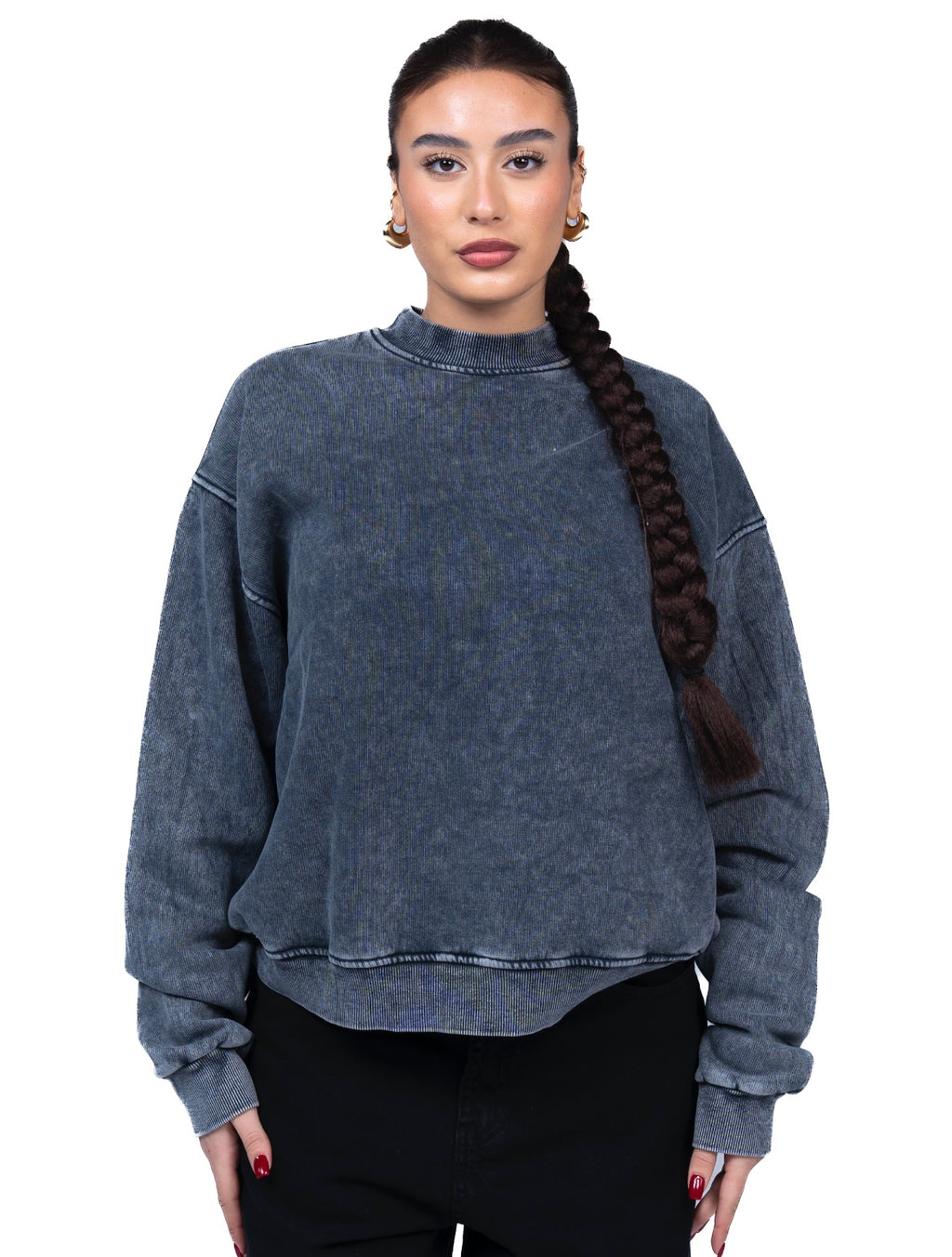 Washed grey Metal Crewneck