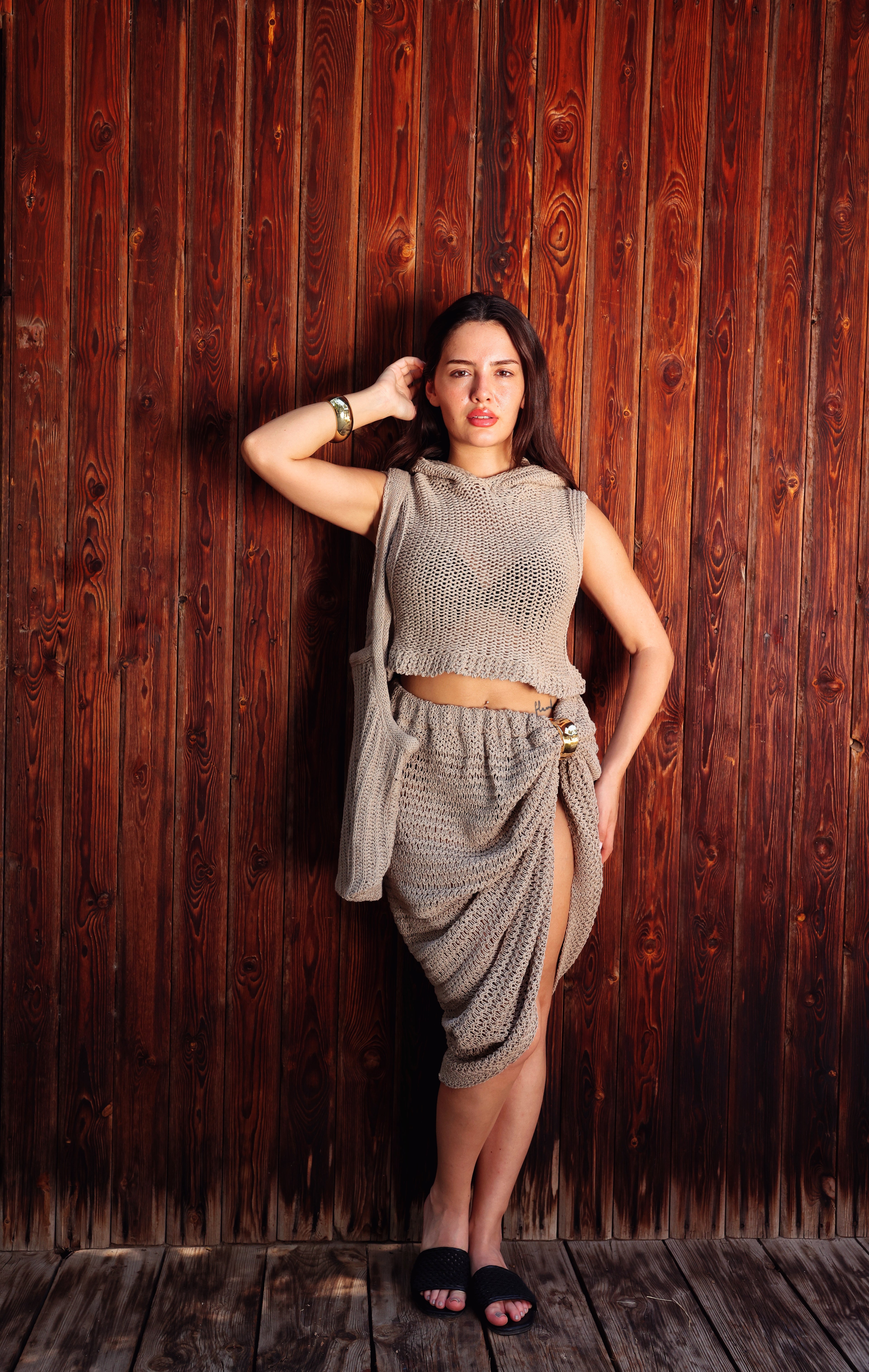 BEIGE BEACH SKIRT