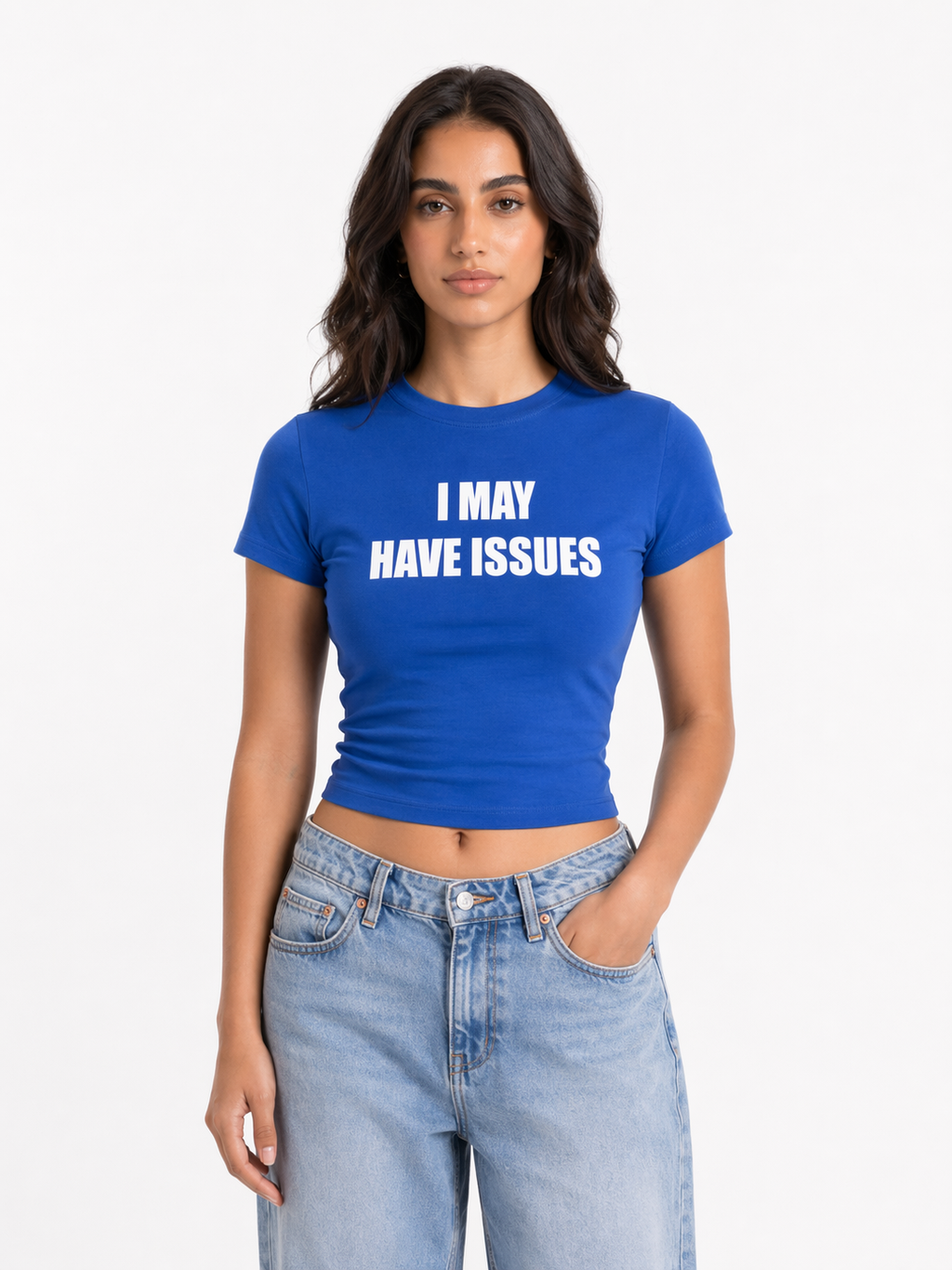 i may have issues blue baby tee