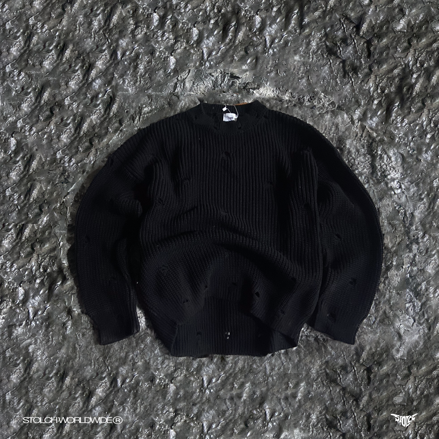 Black ripped knit