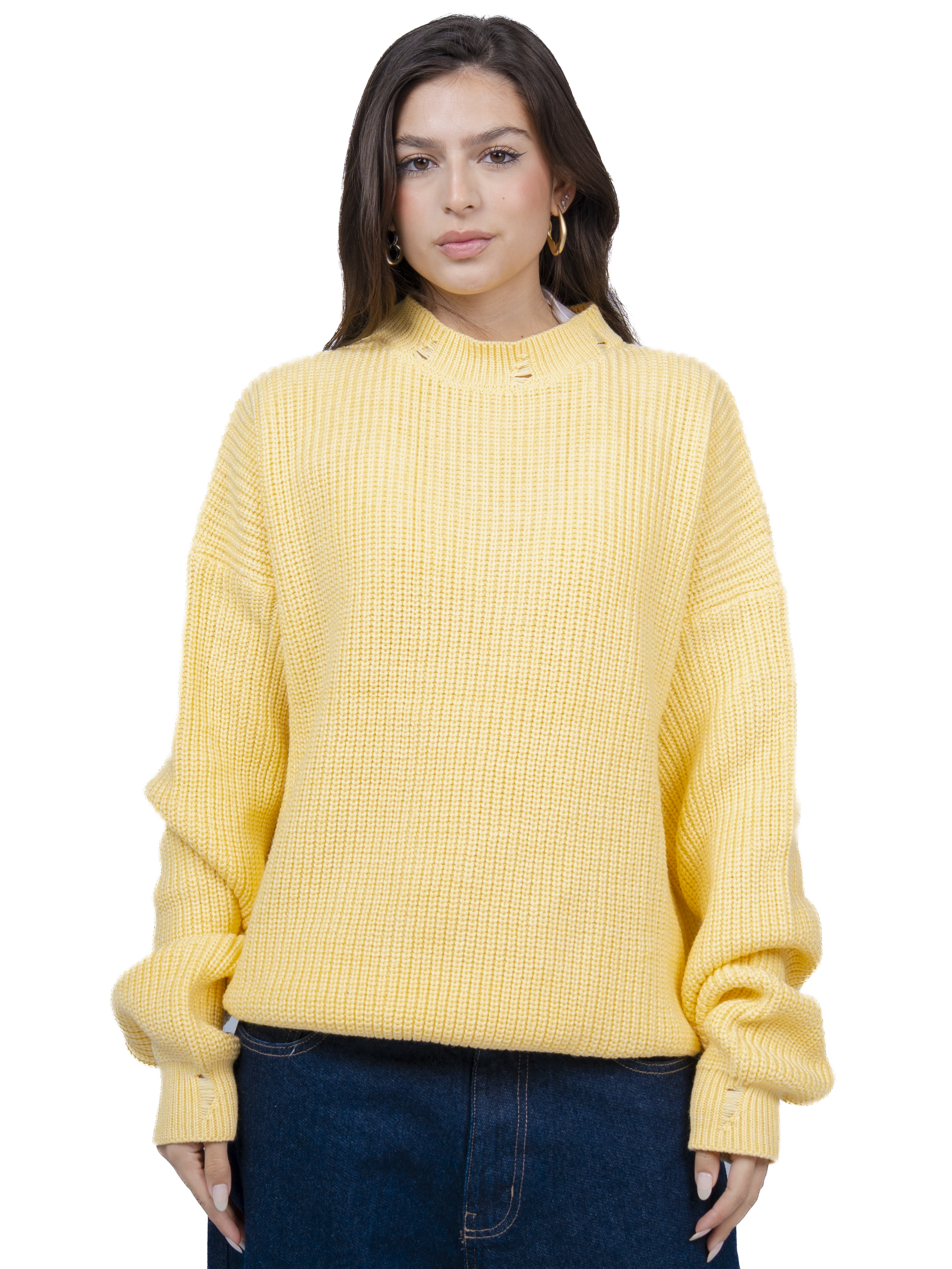 Butter yellow ripped knit