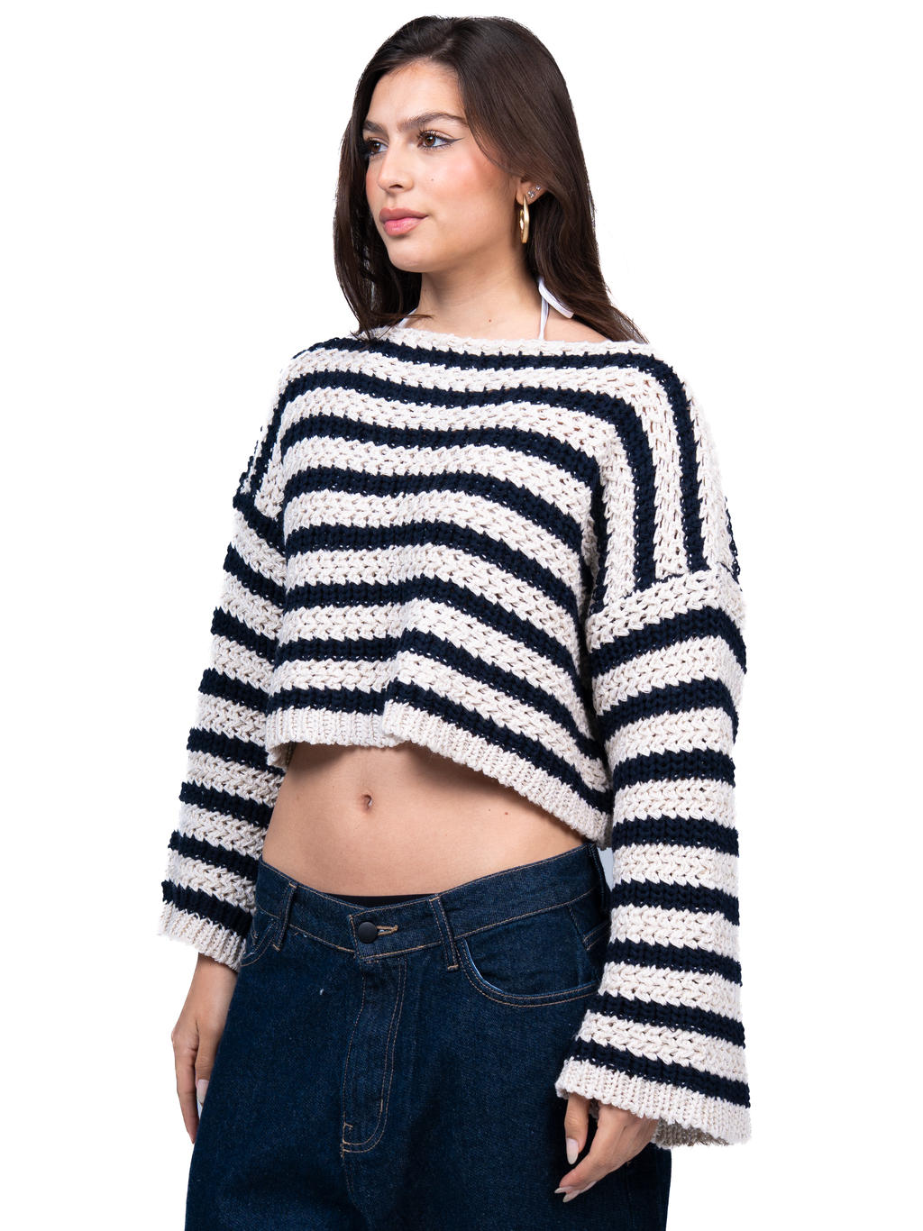 Midnight ripple cropped sweater