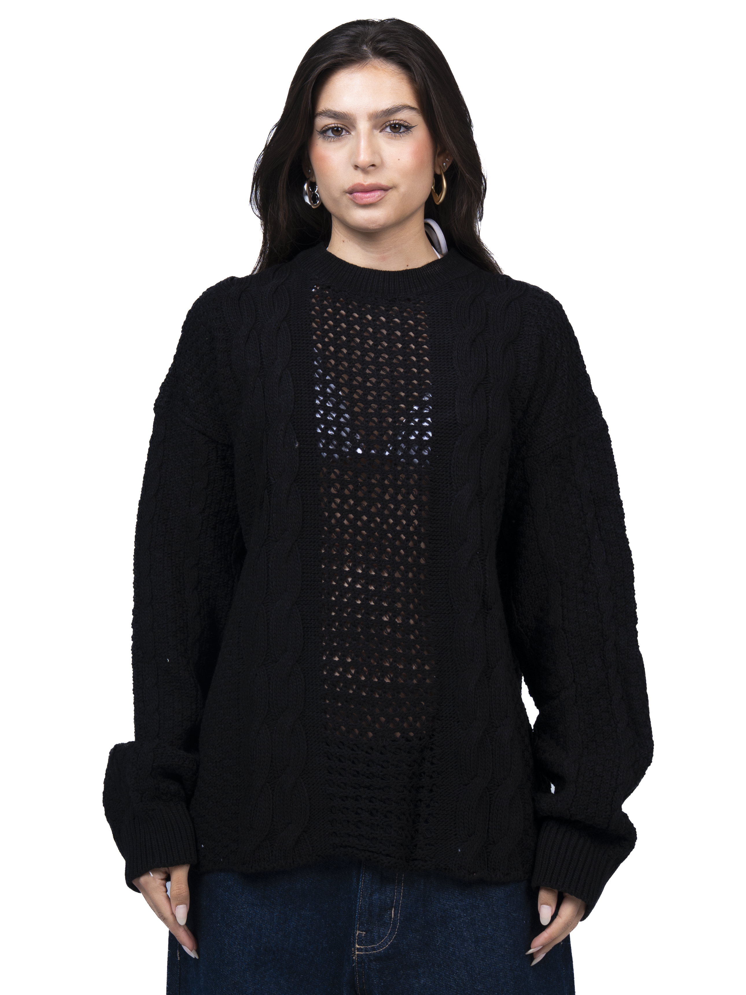 Black Braided Sweater