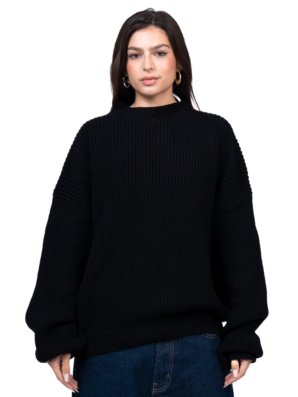 Black ripped knit