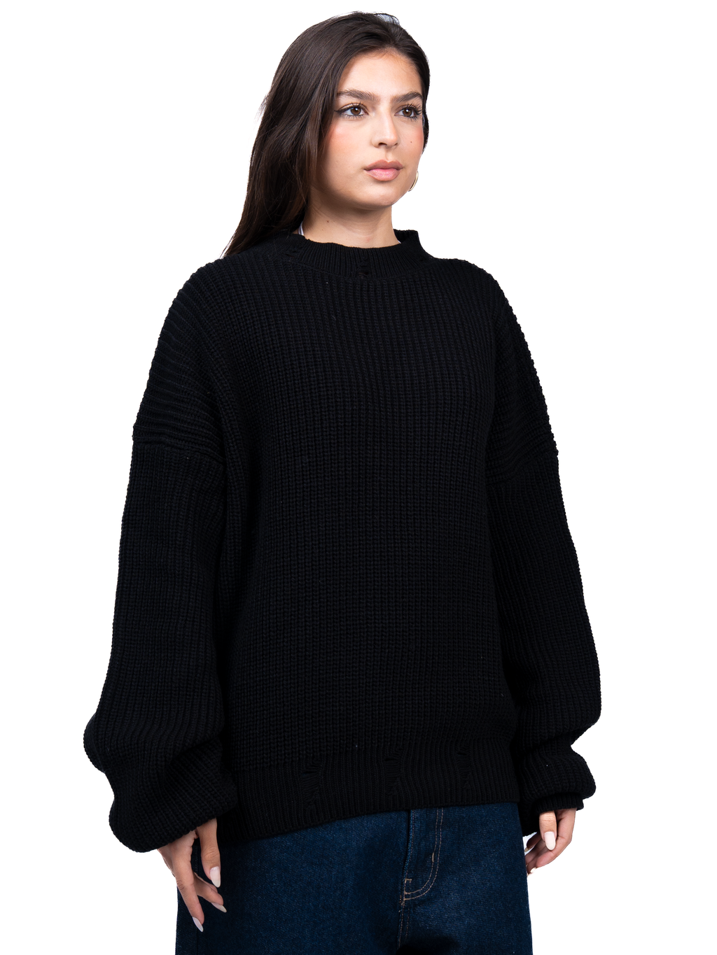 Black ripped knit