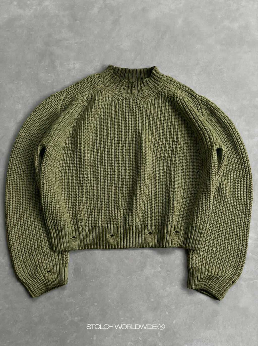 Olive ripped knit