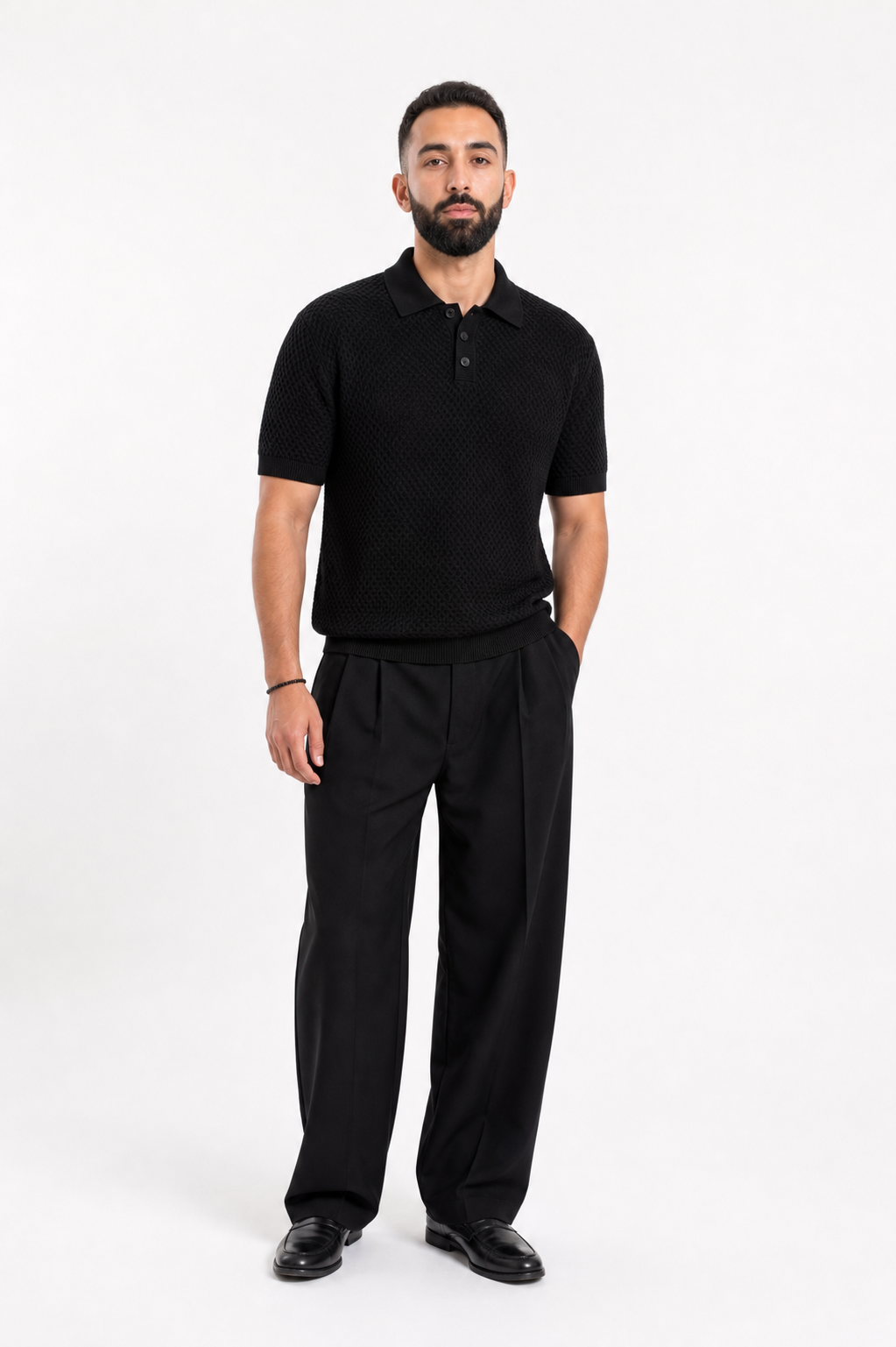 Black Polo Knitted Tee