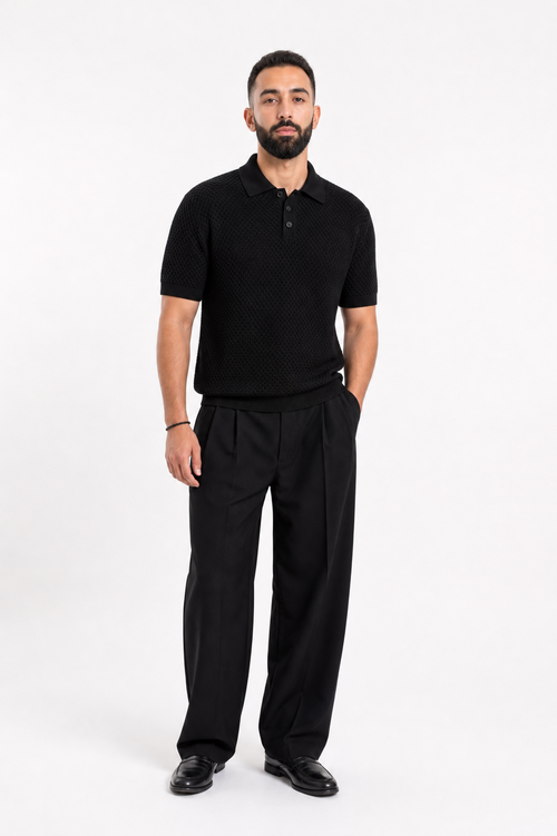 Black Polo Knitted Tee