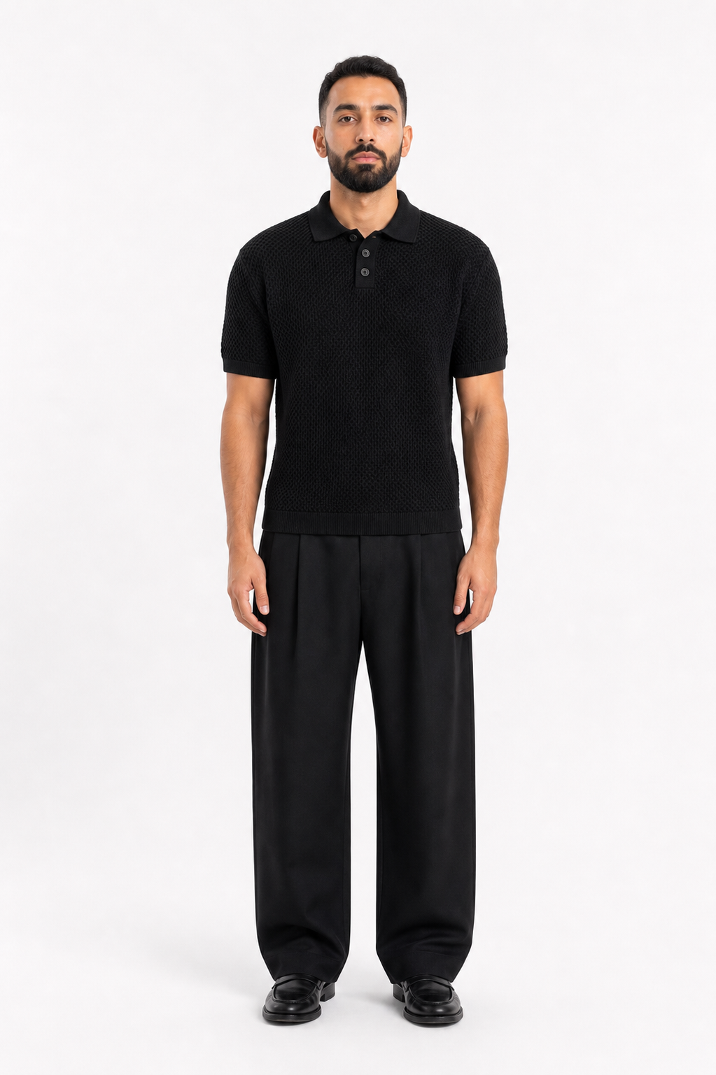 Black Polo Knitted Tee