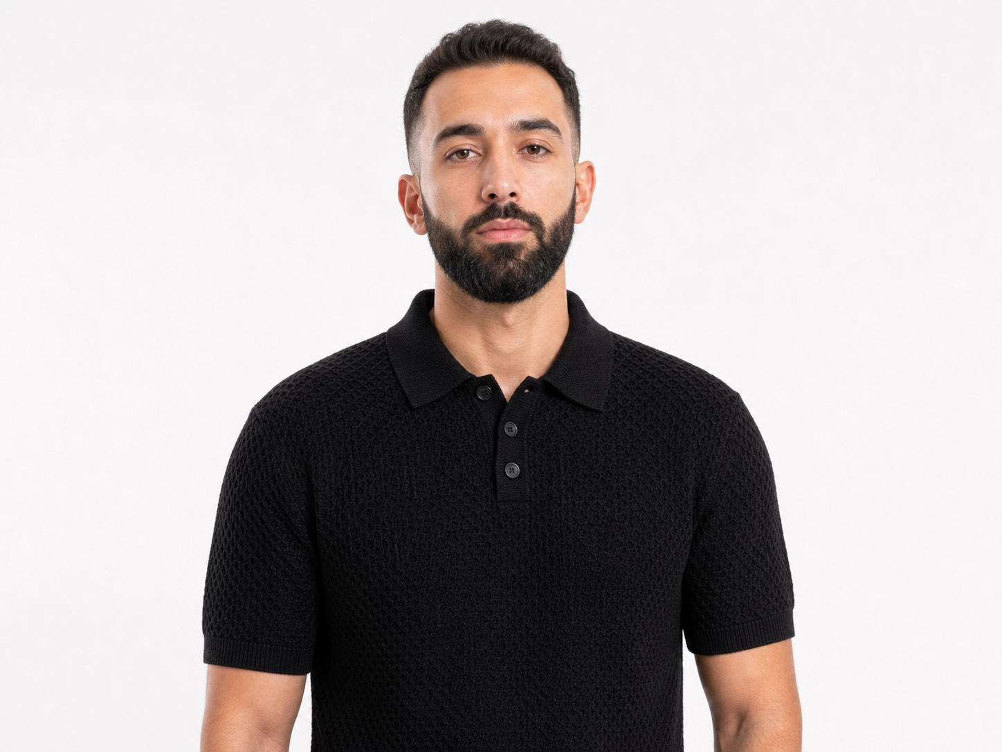 Black Polo Knitted Tee