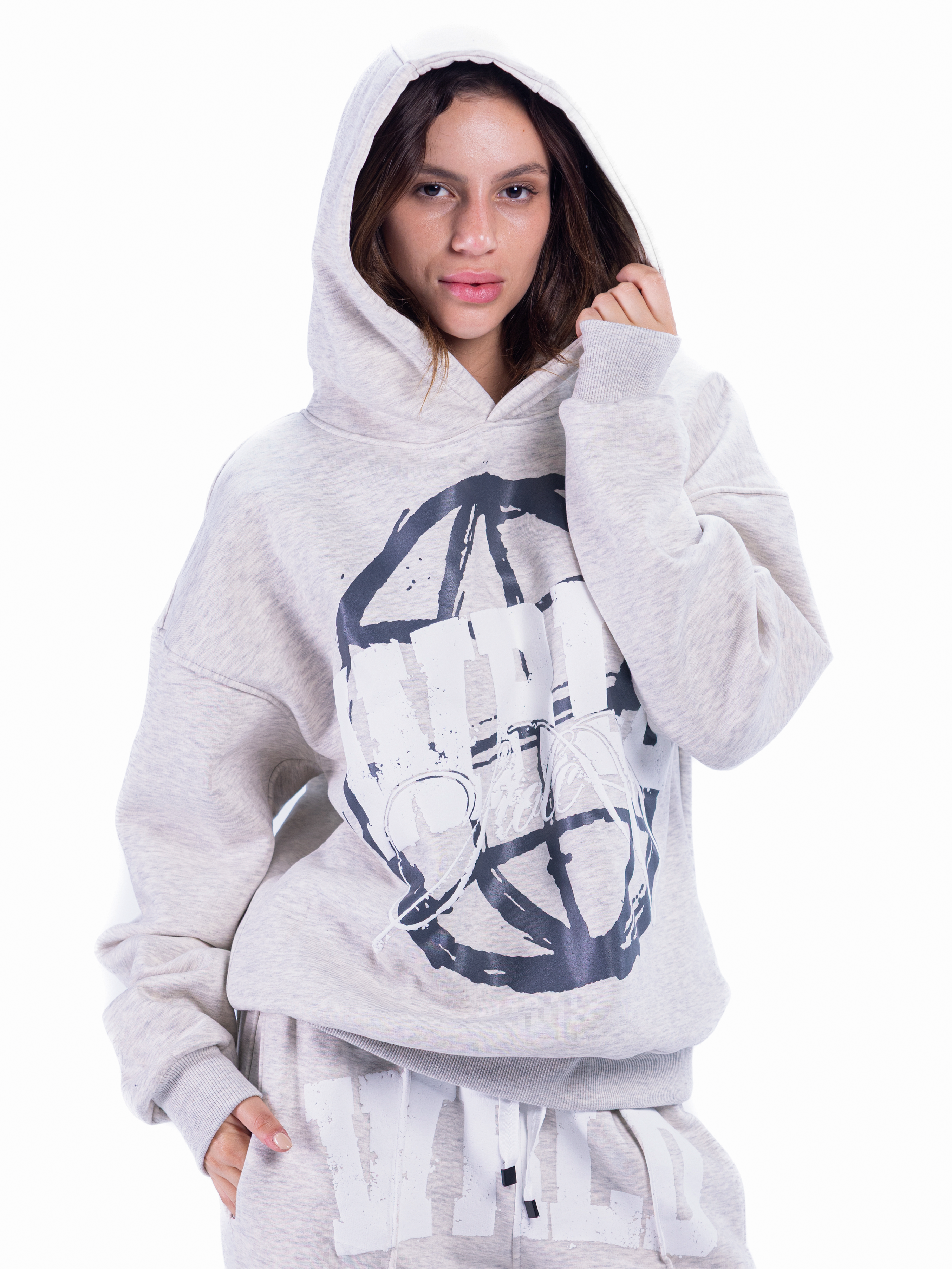 Grey wrldwide Hoodie