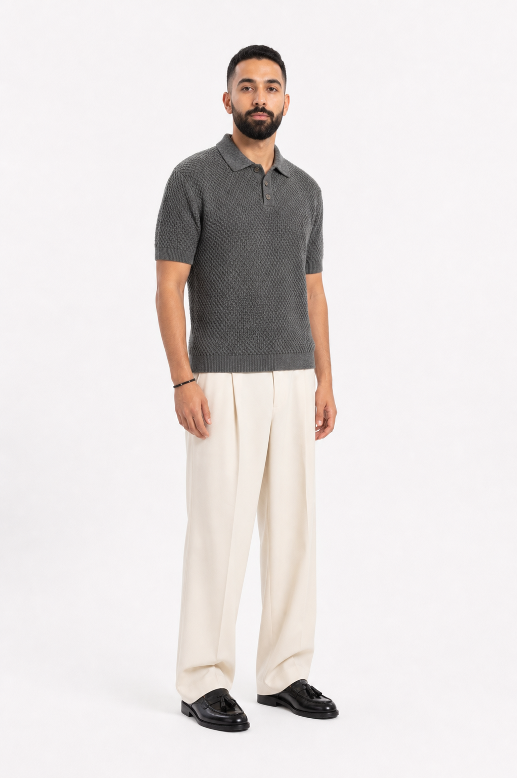 Grey Polo Knitted Tee
