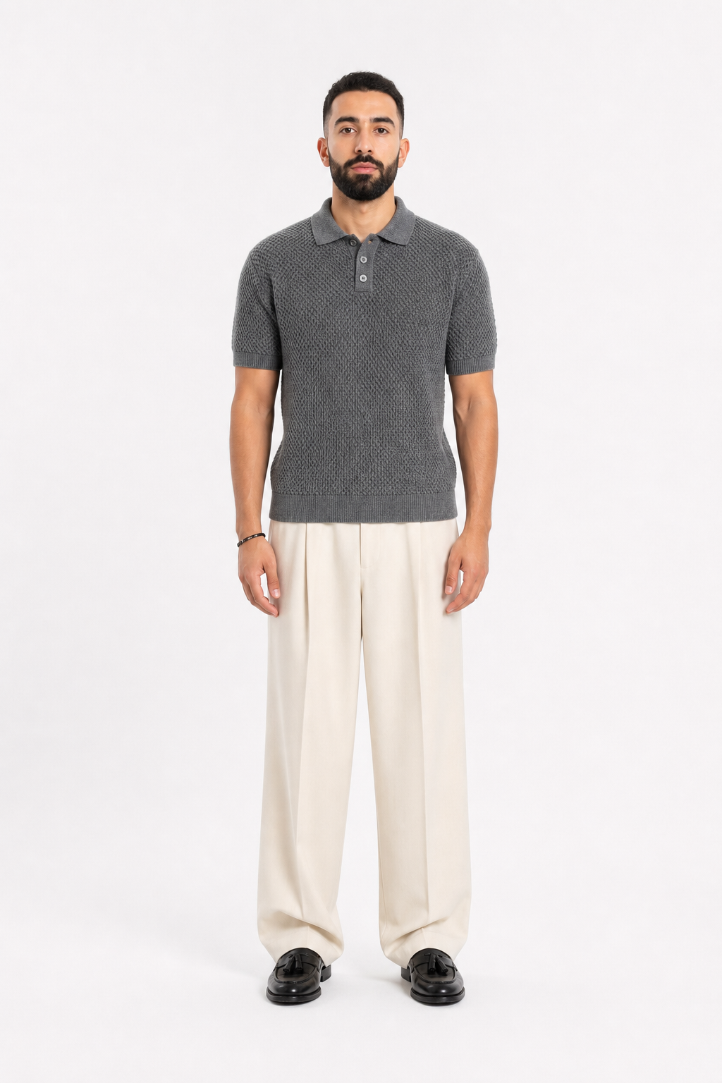 Grey Polo Knitted Tee