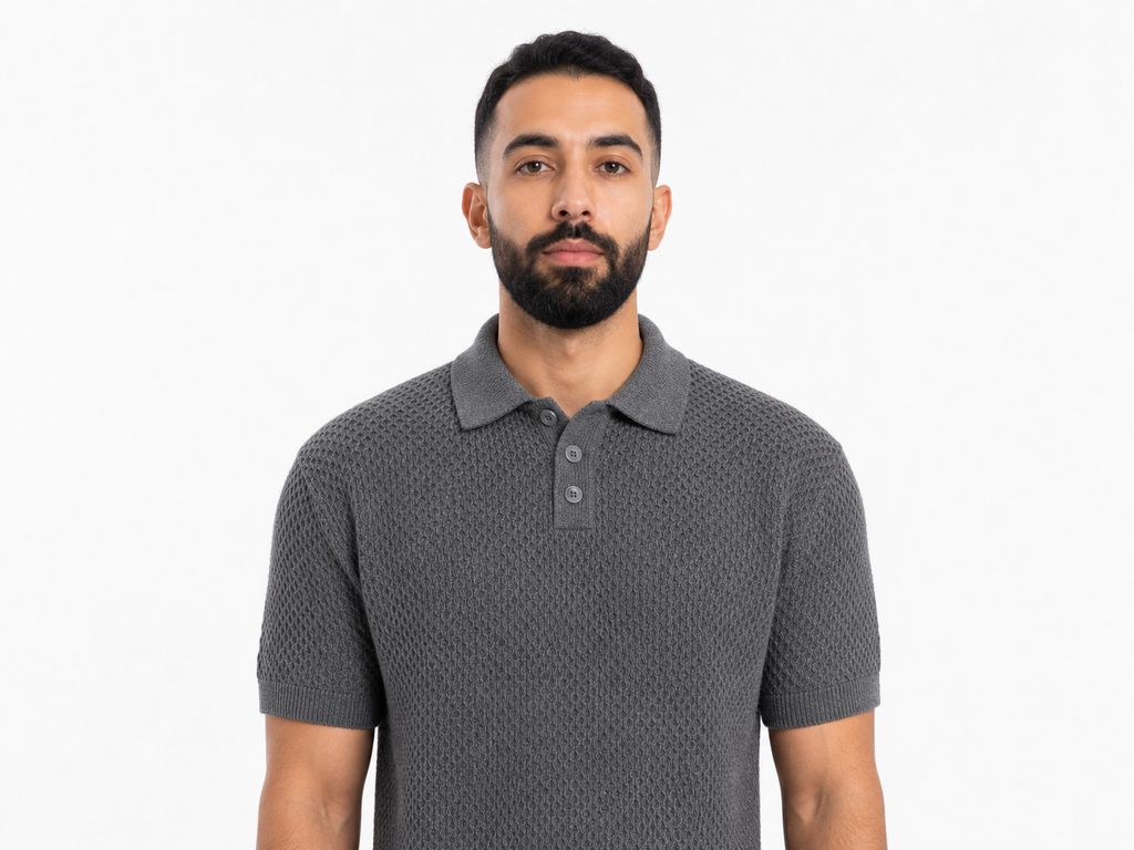 Grey Polo Knitted Tee