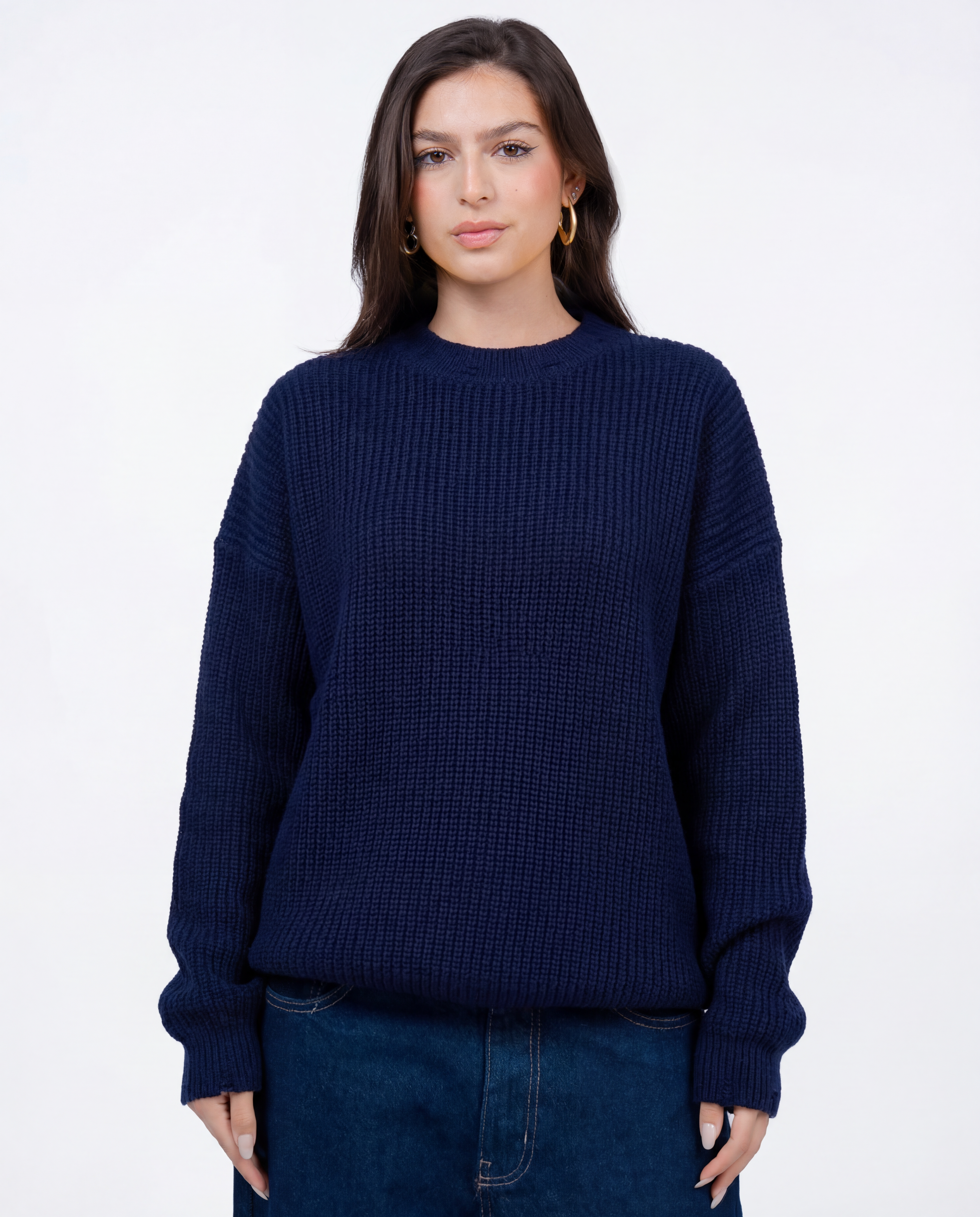 Navy blue ripped knit