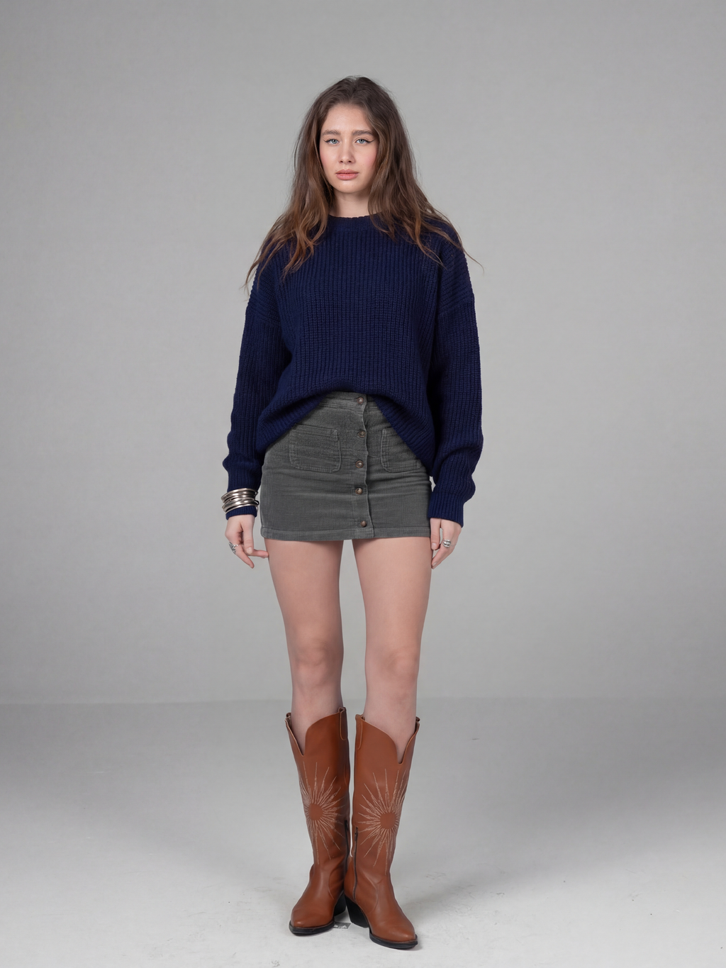 Navy blue ripped knit