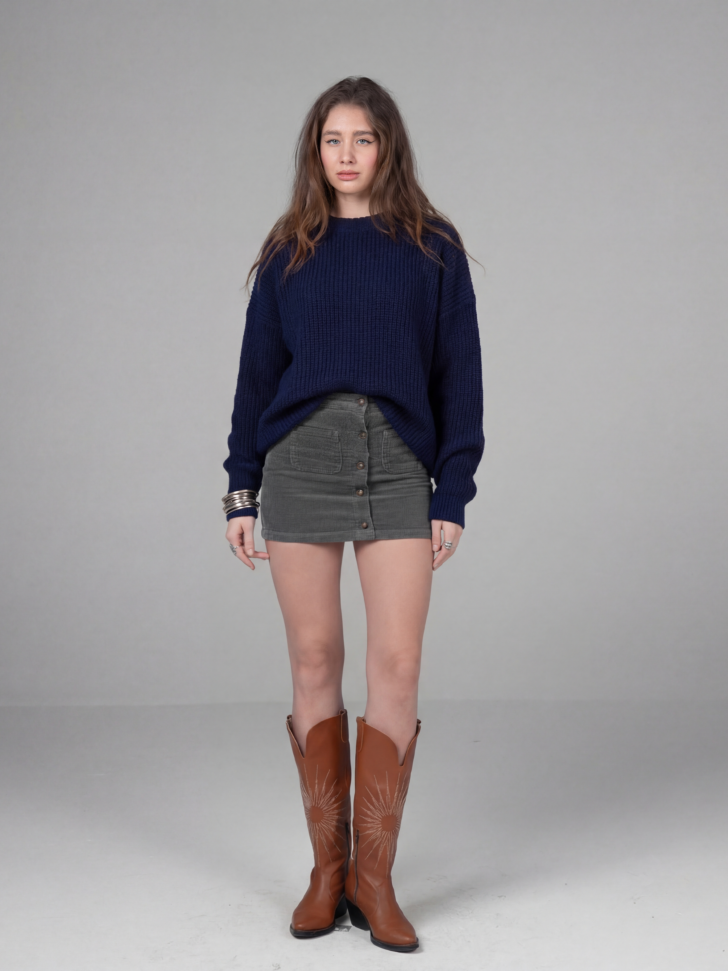 Navy blue ripped knit