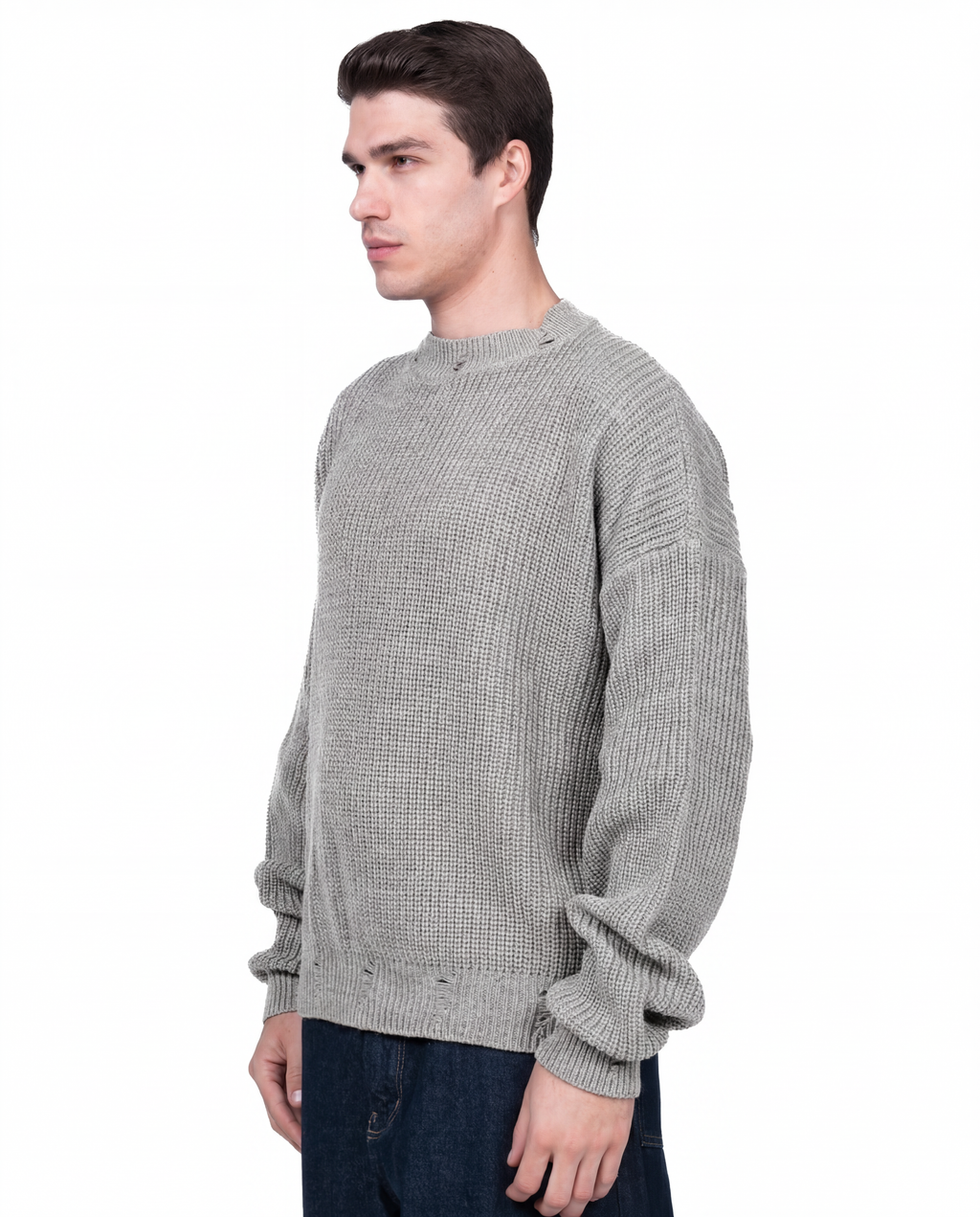 Light grey ripped knit
