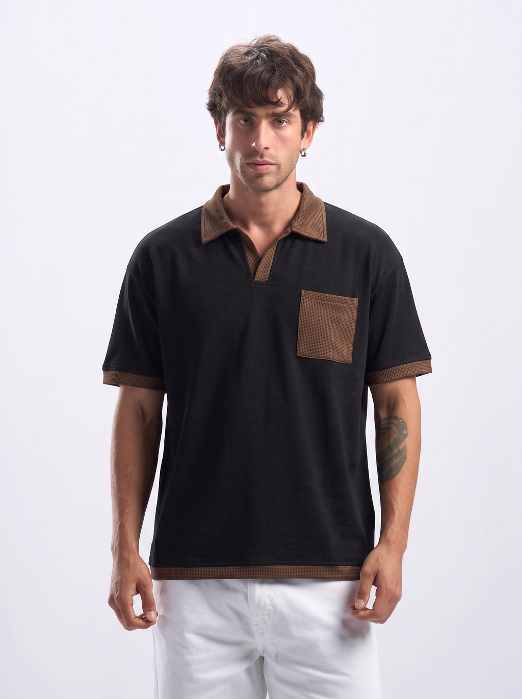 black contrast polo