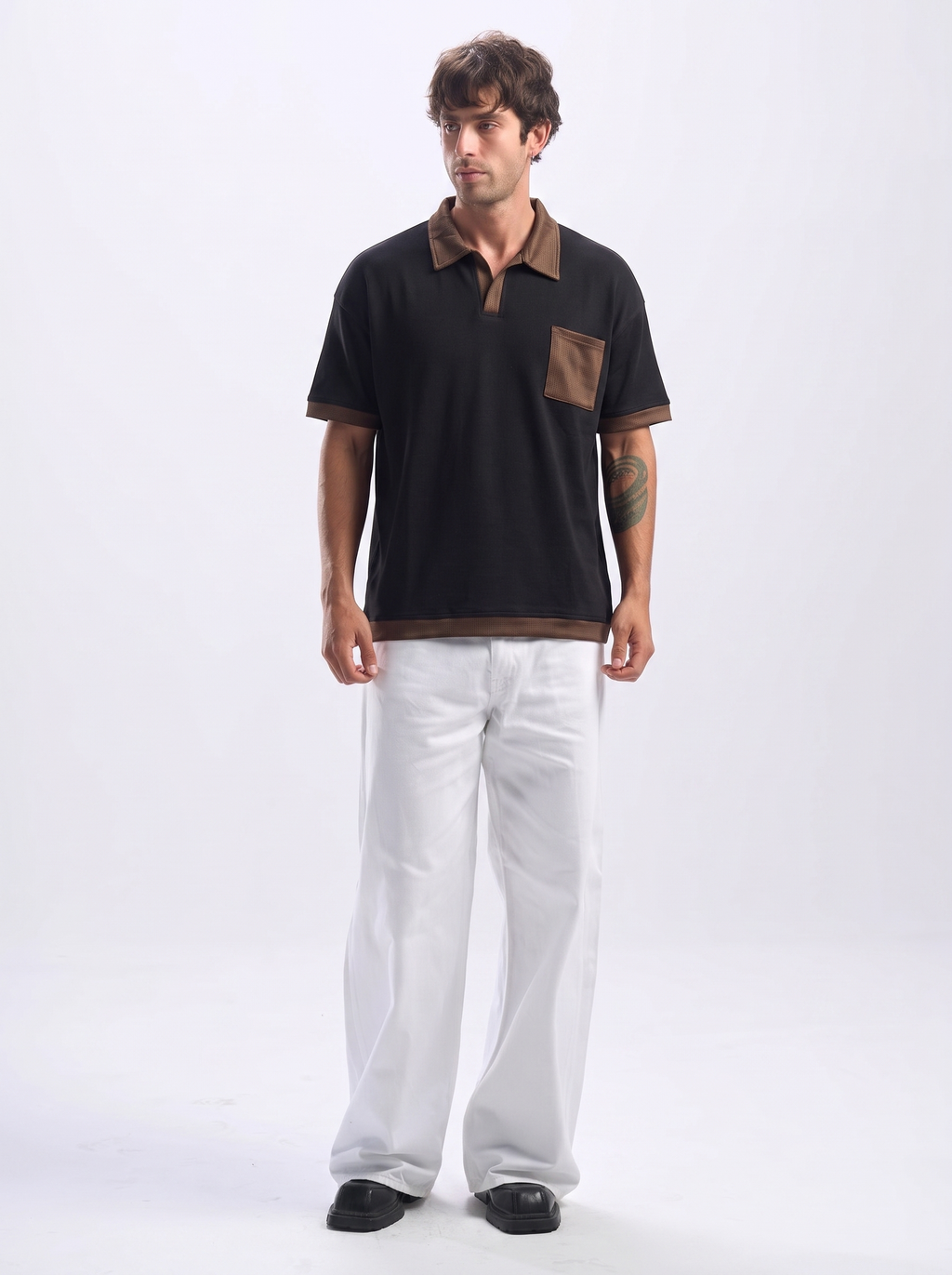 black contrast polo