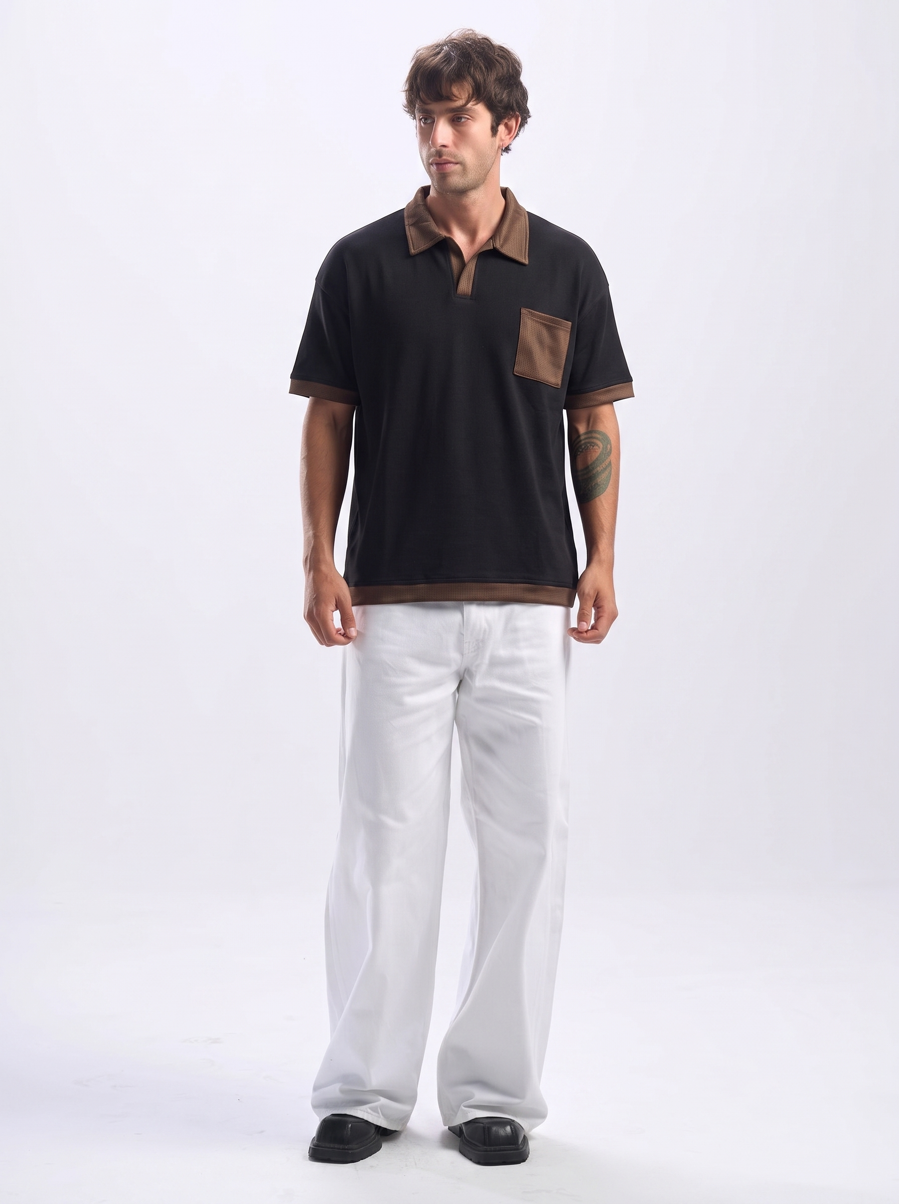 black contrast polo