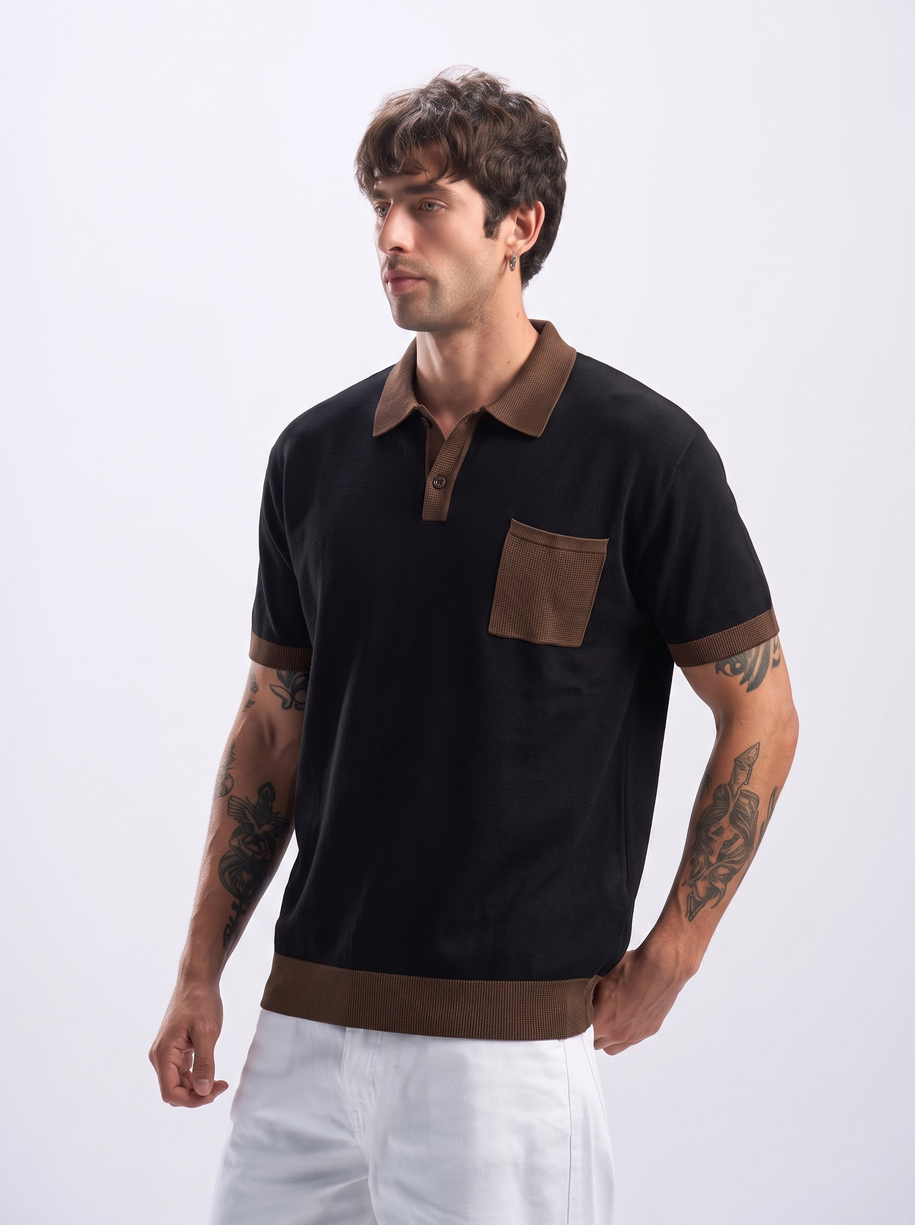 black contrast polo