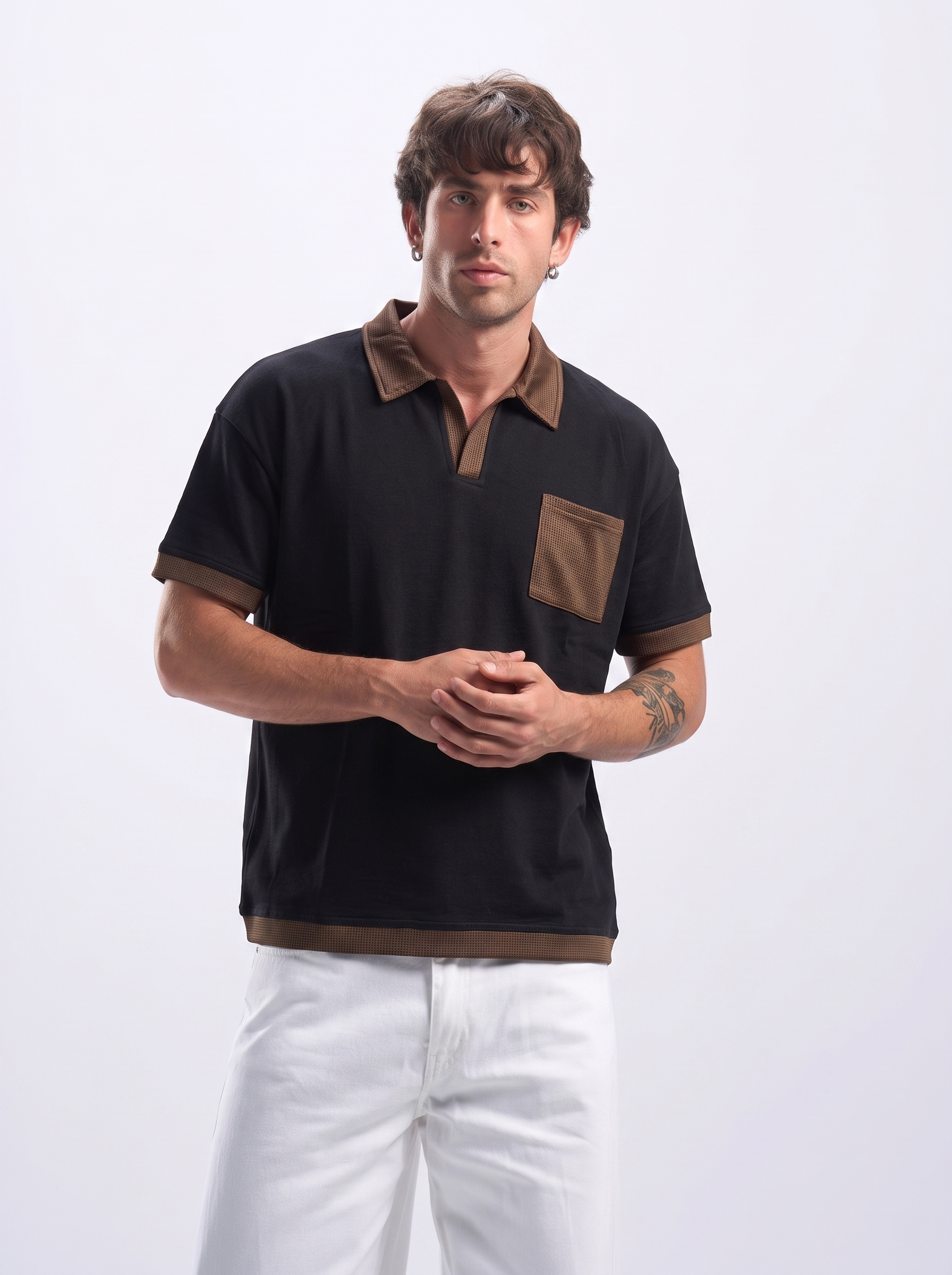 black contrast polo
