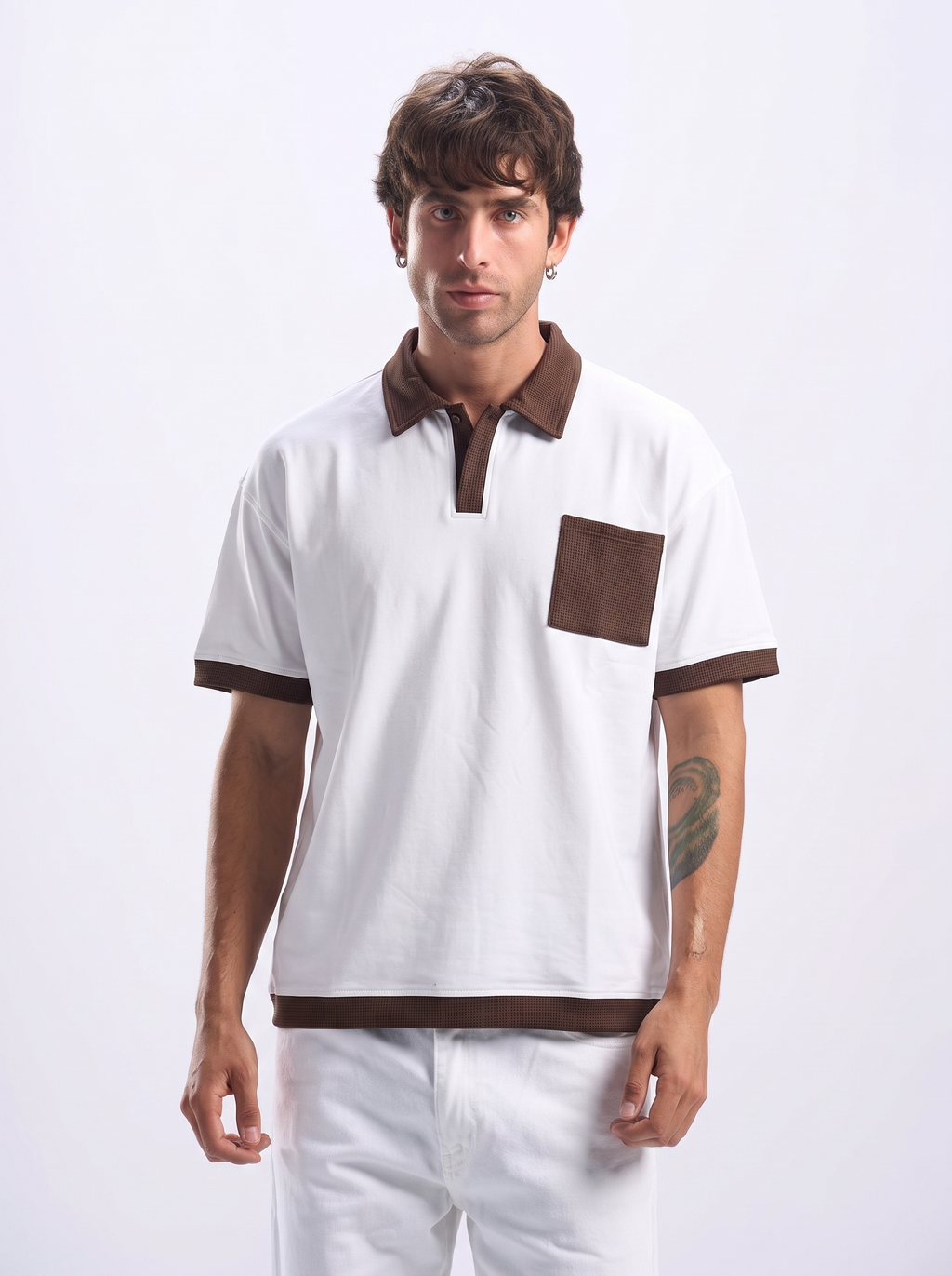 white contrast polo