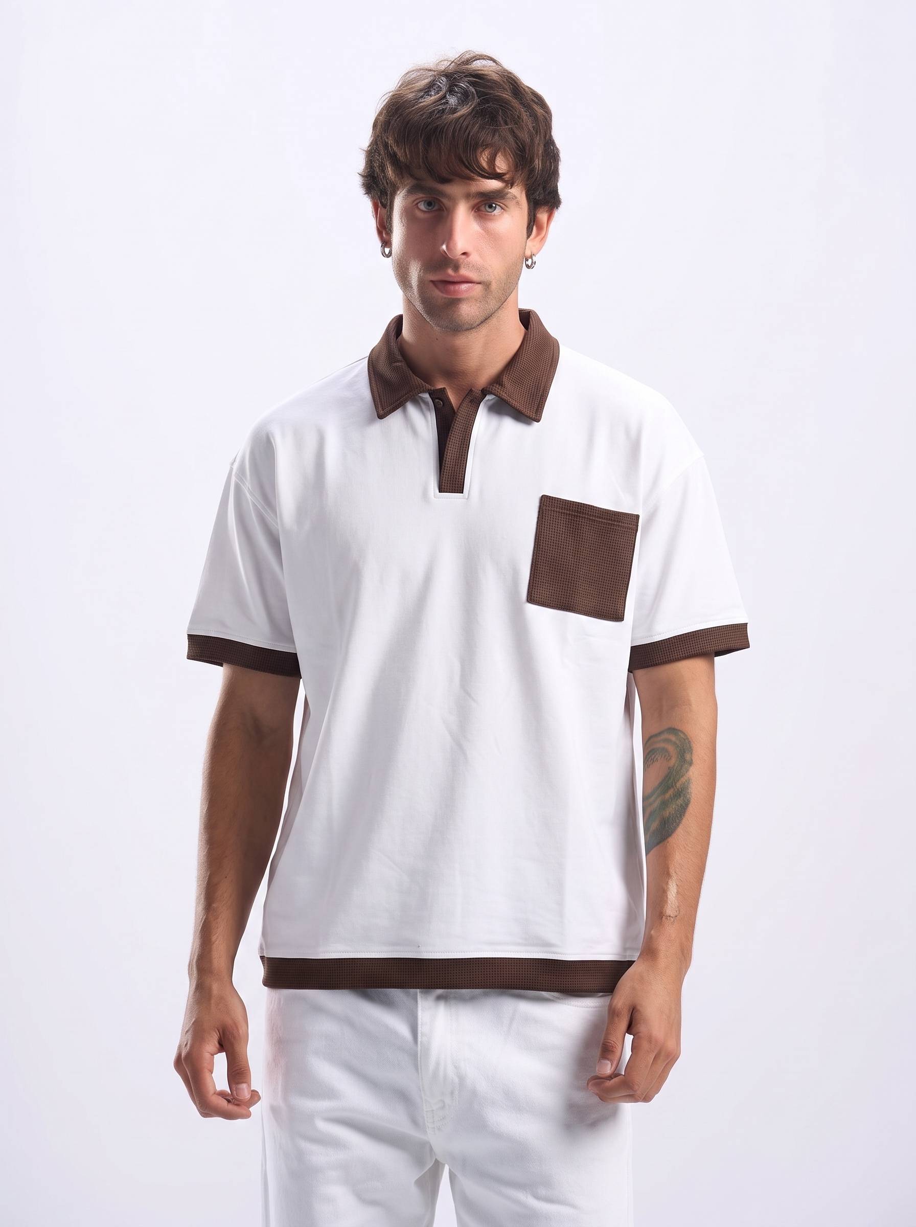 white contrast polo