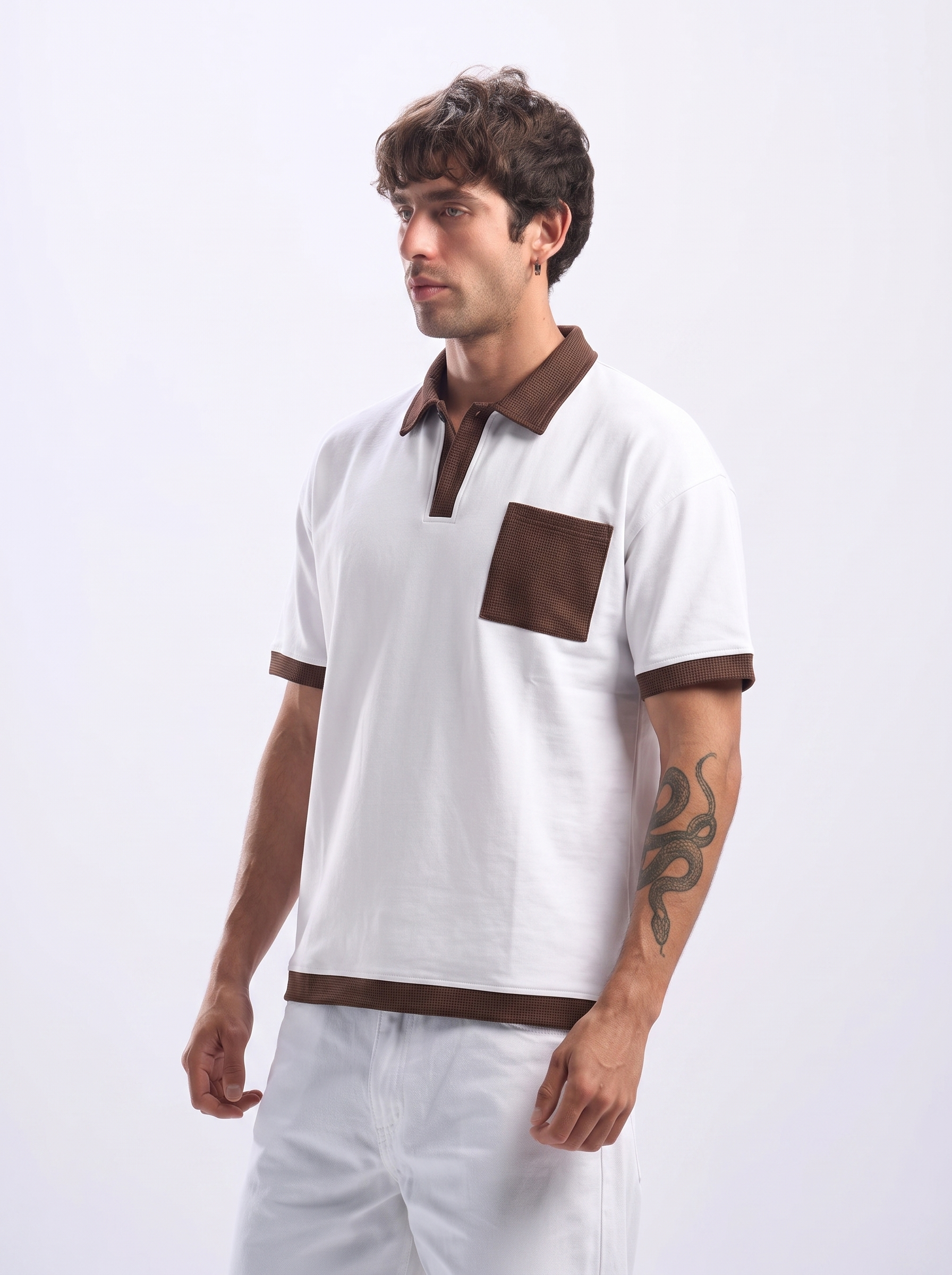 white contrast polo