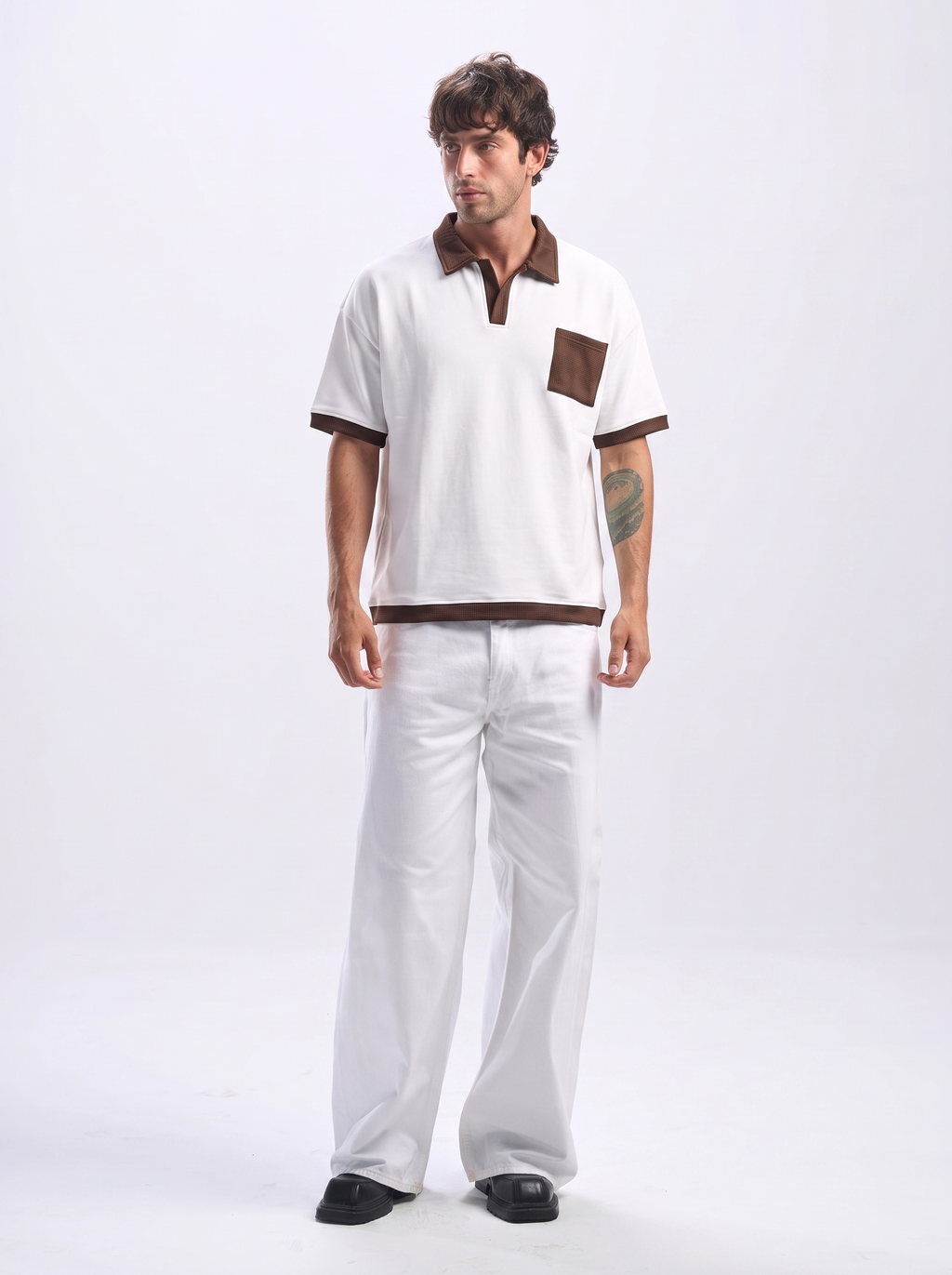 white contrast polo
