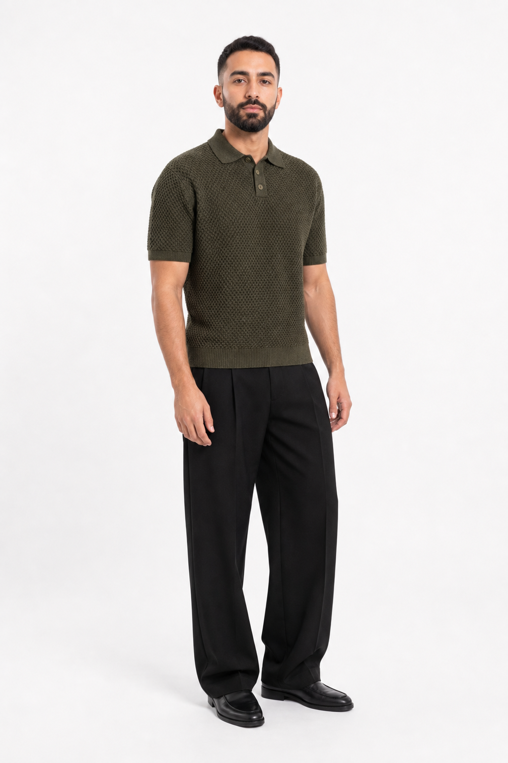 Olive Polo Knitted Tee