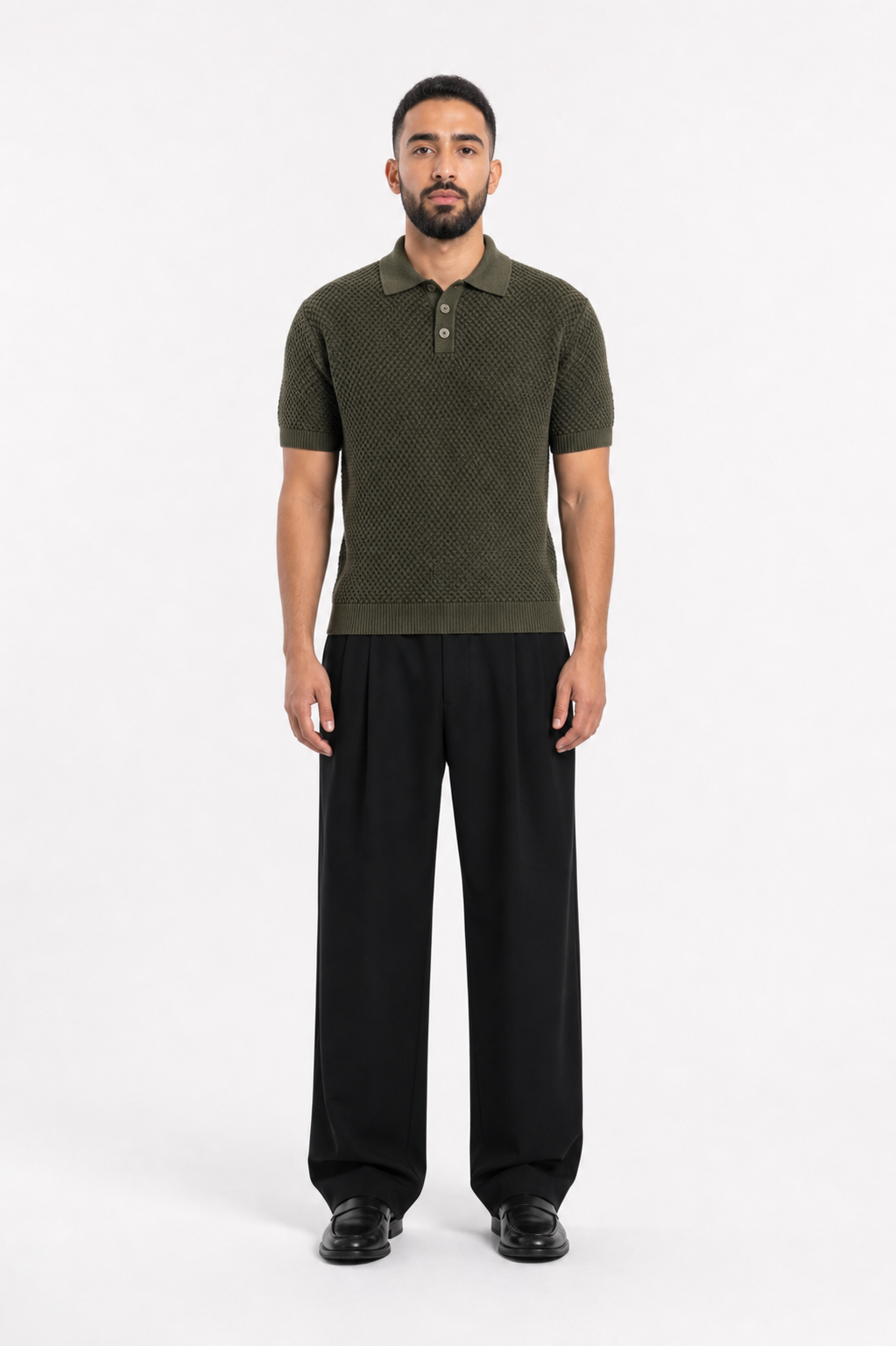Olive Polo Knitted Tee