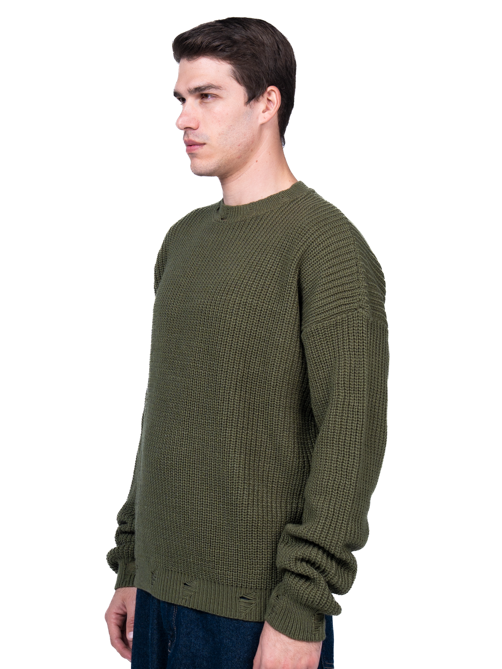 Olive ripped knit