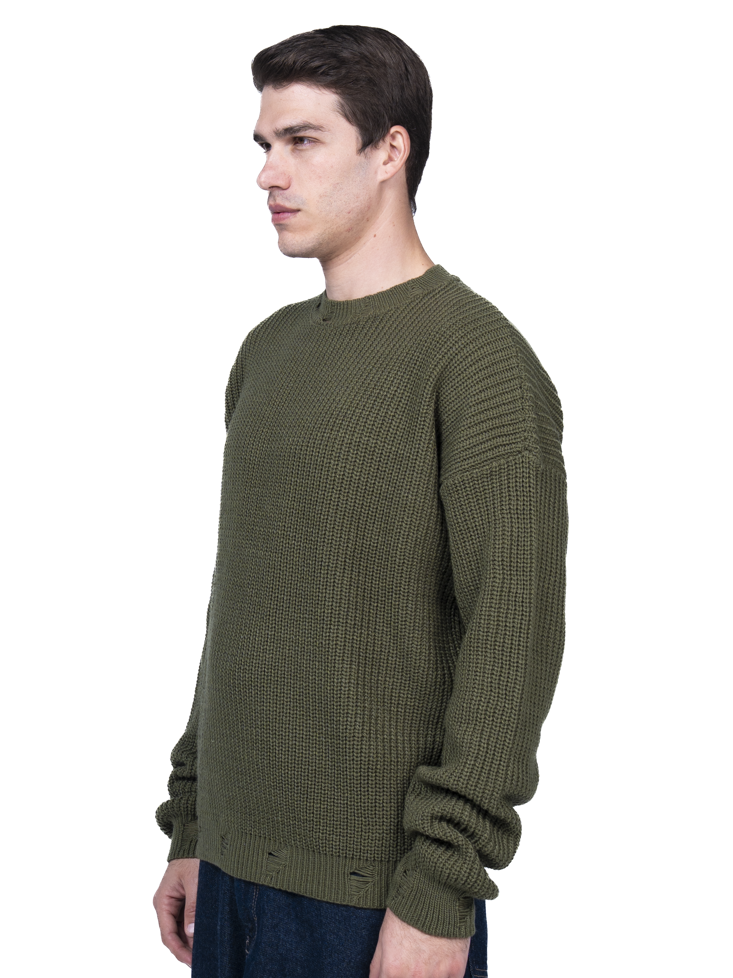 Olive ripped knit