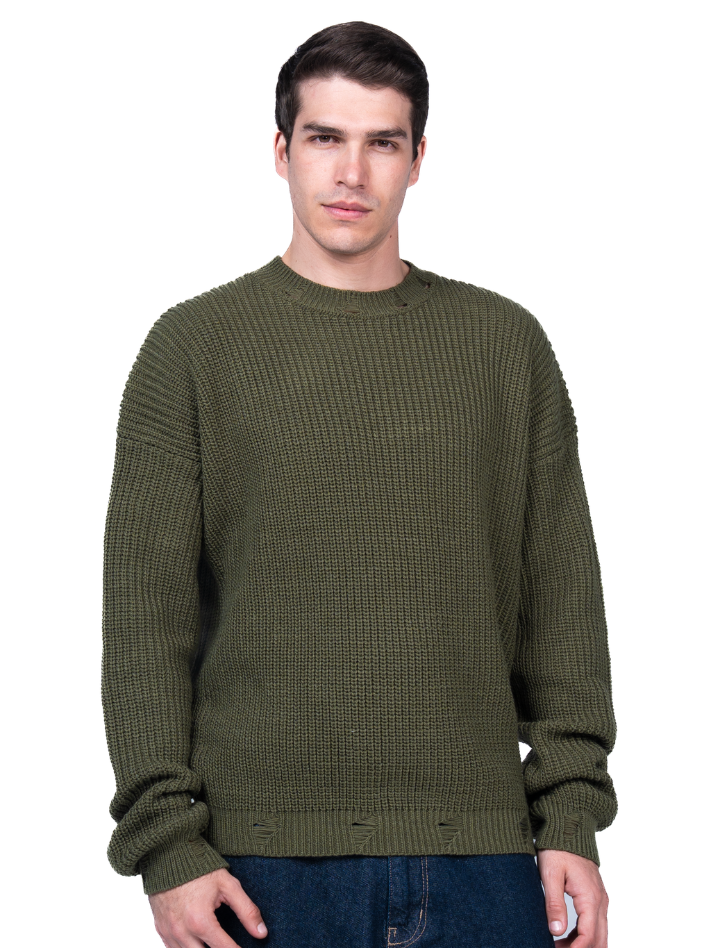 Olive ripped knit