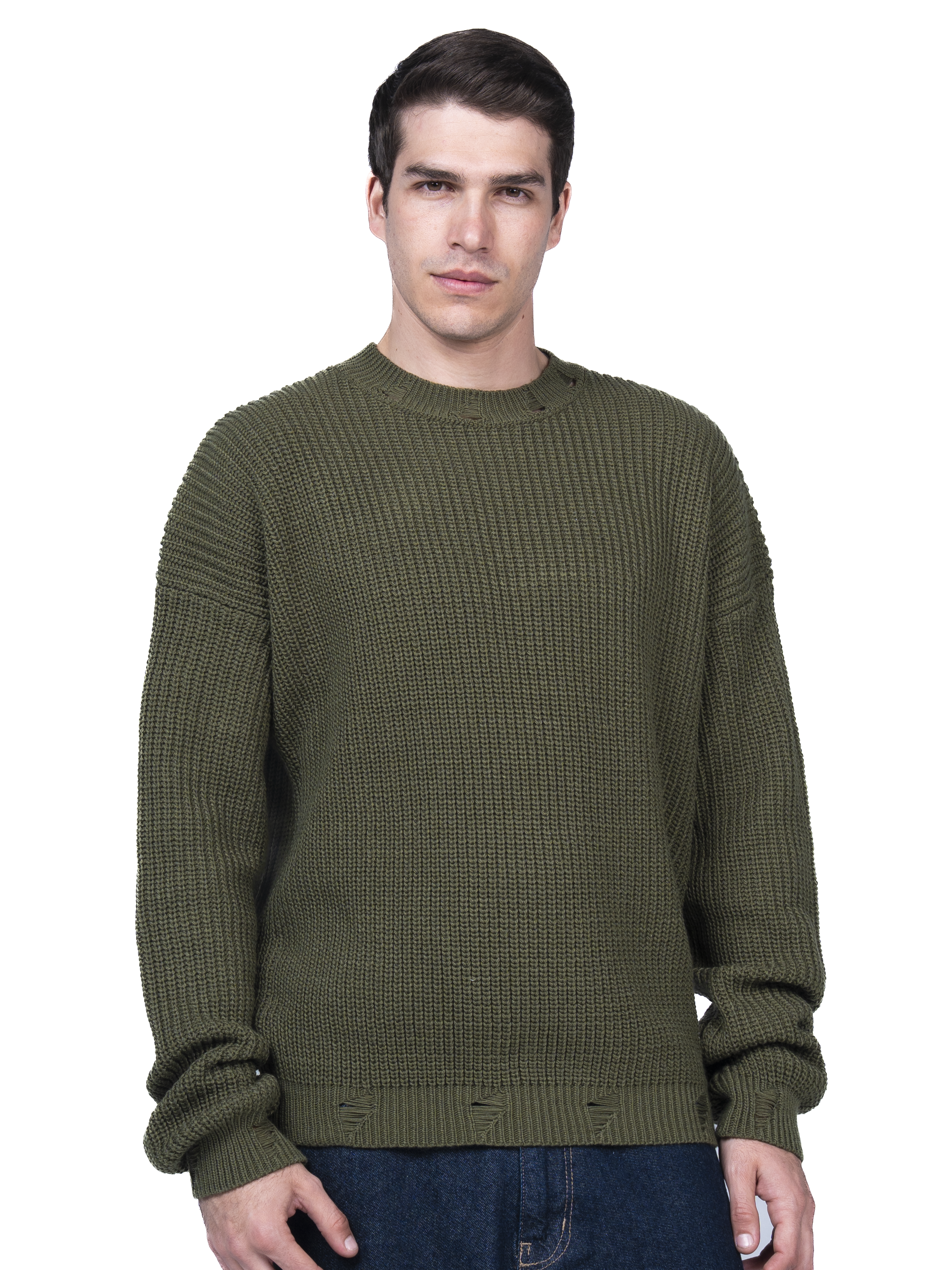 Olive ripped knit