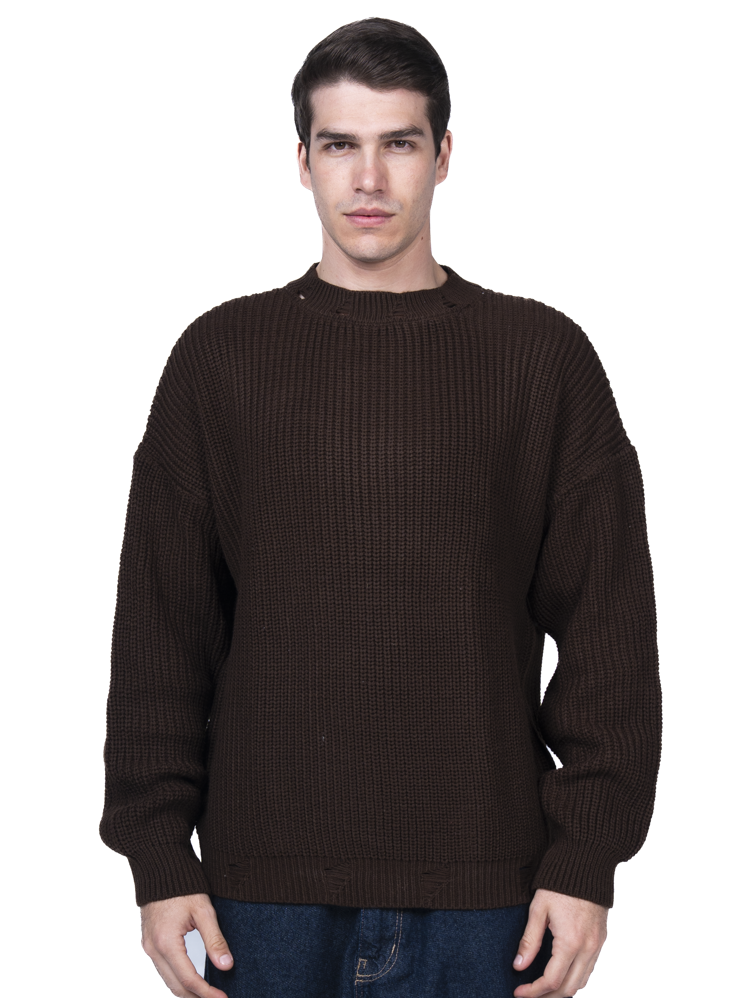 Dark brown ripped knit