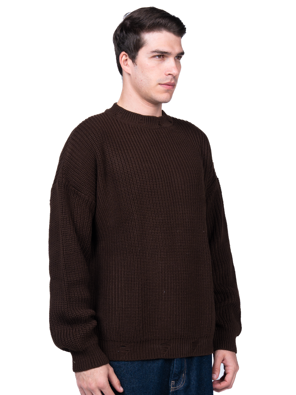 Dark brown ripped knit