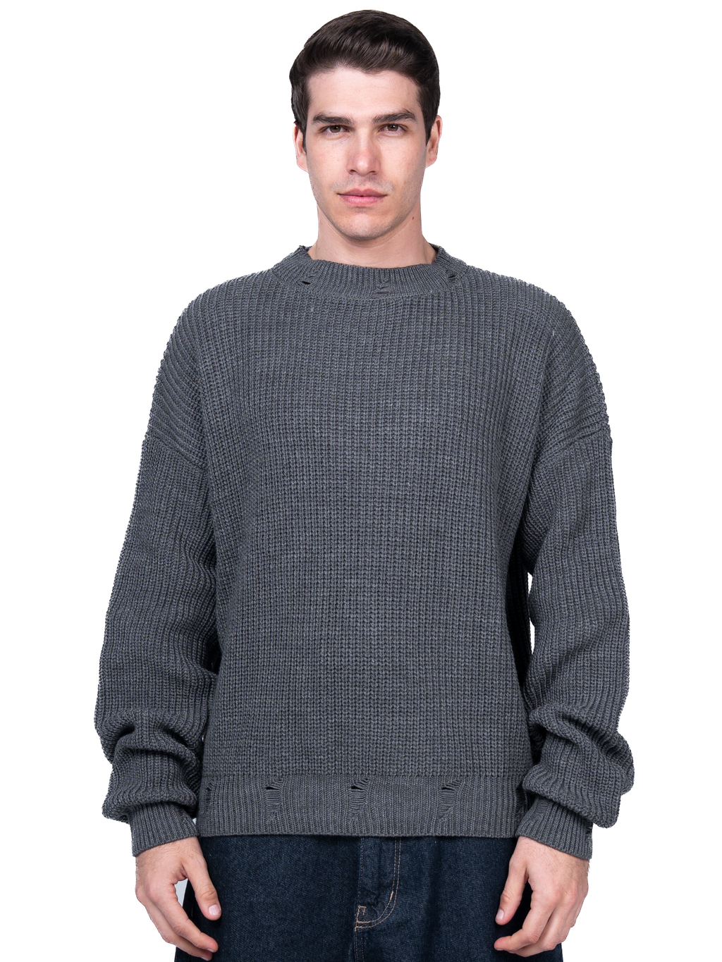 Dark grey ripped knit