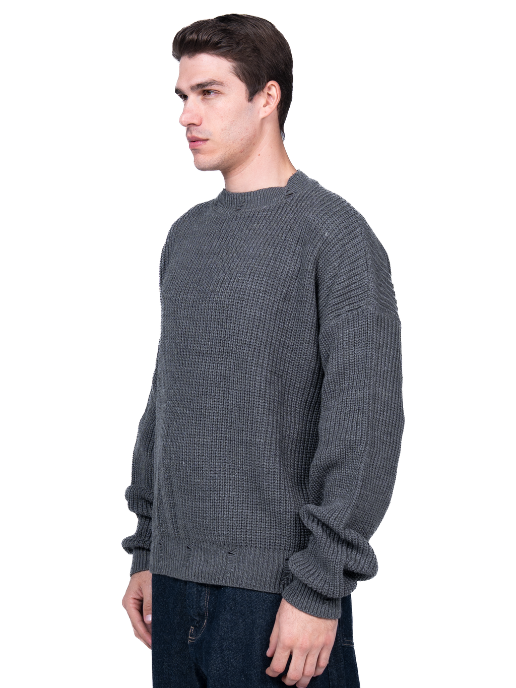 Dark grey ripped knit