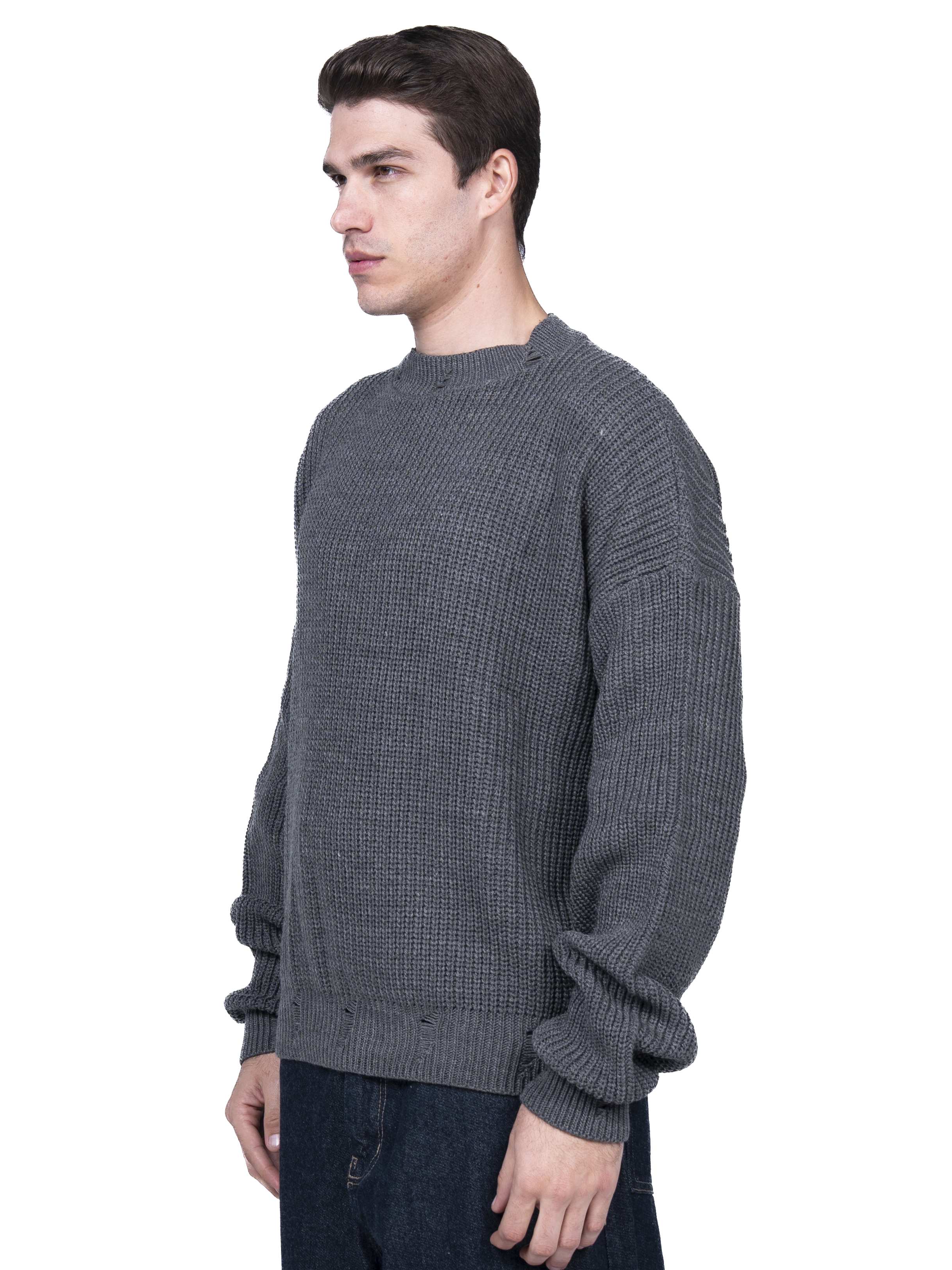 Dark grey ripped knit