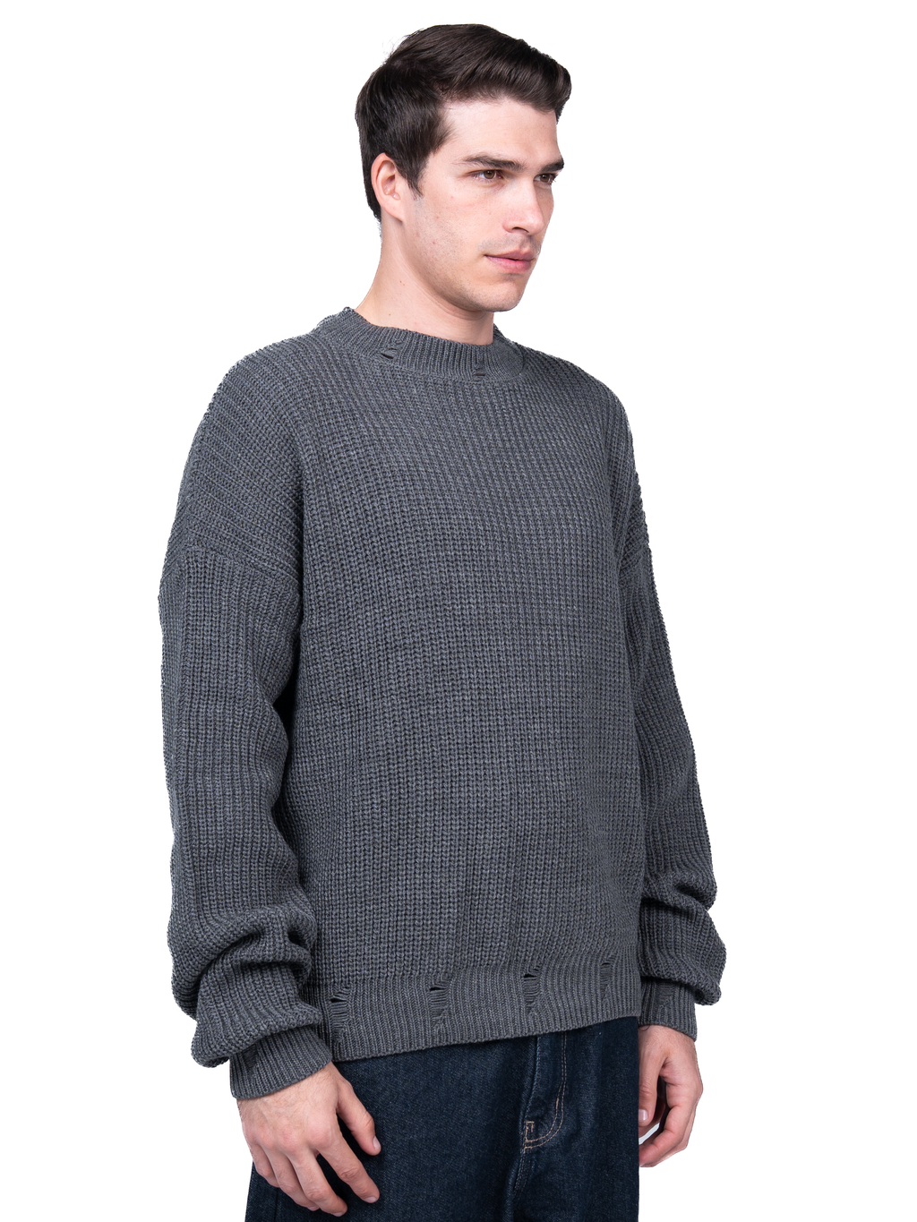 Dark grey ripped knit