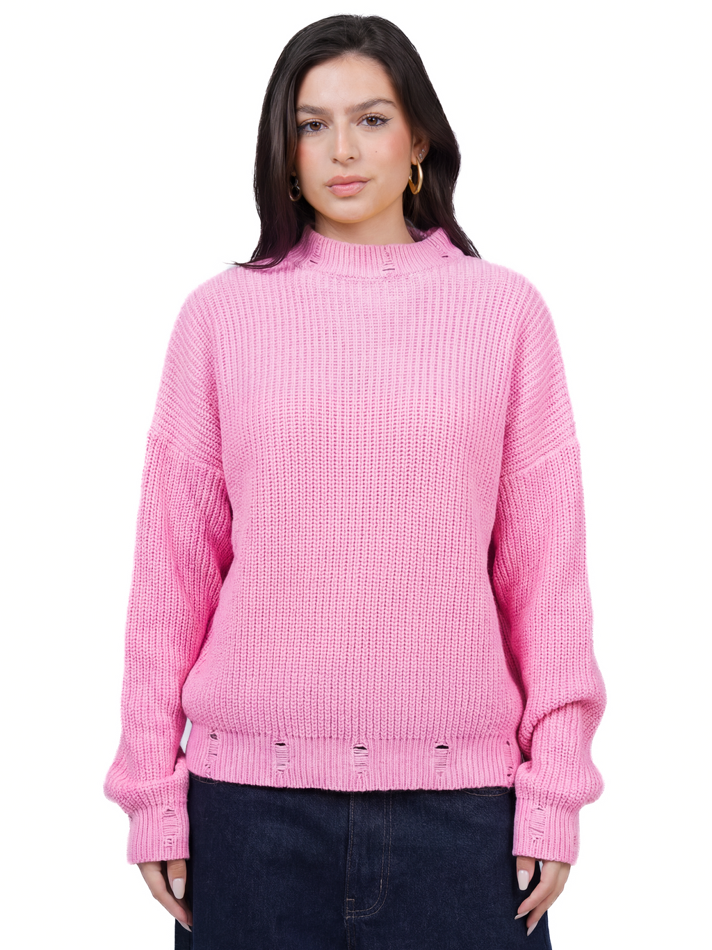 Pink ripped knit