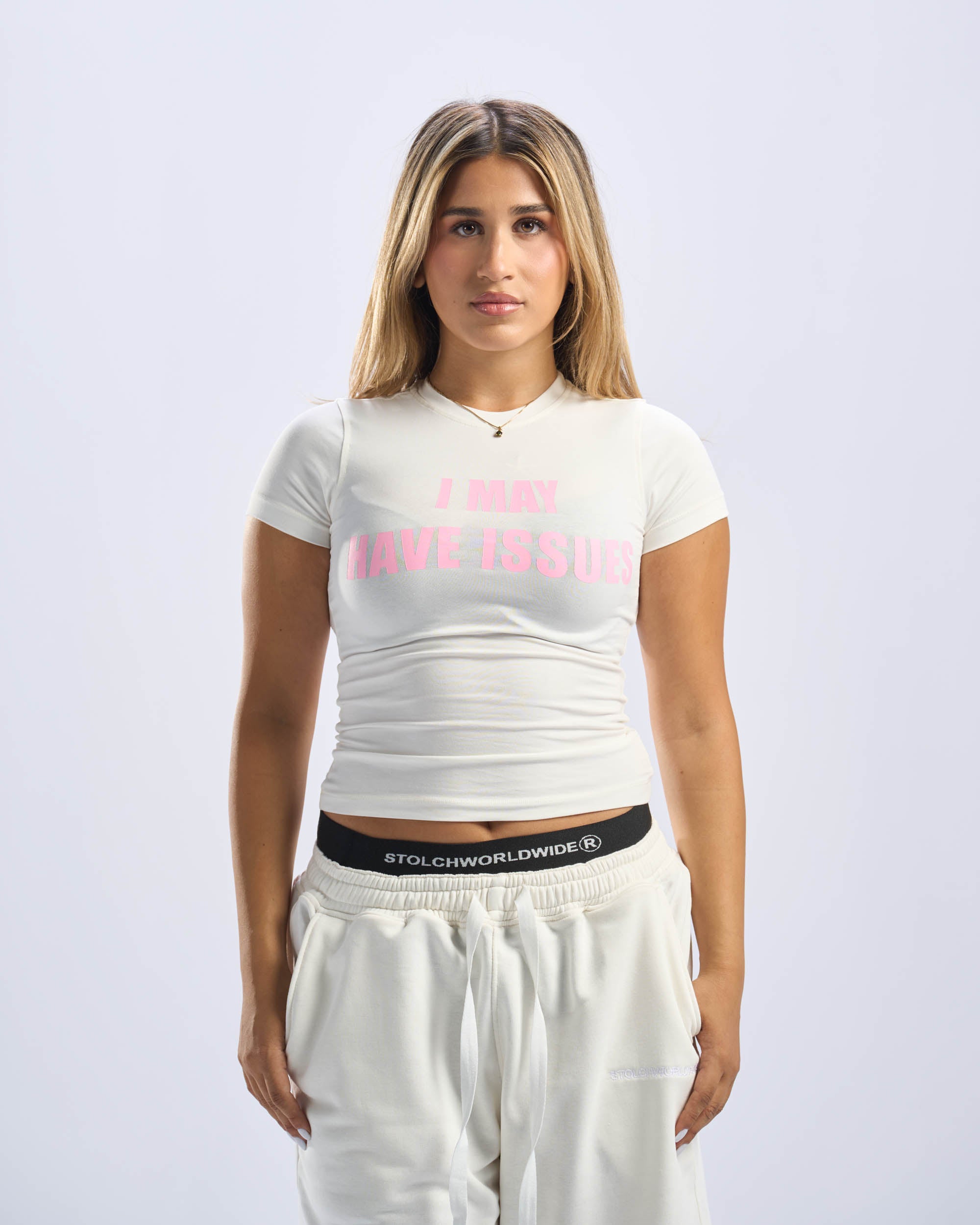 I May Have Issues White Baby Tee